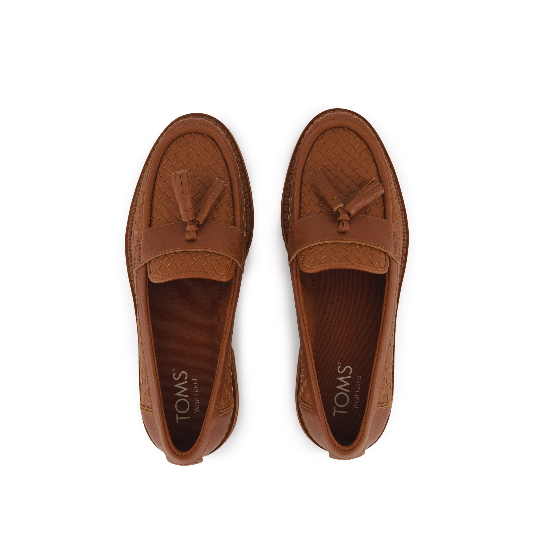 Womens Cara Loafer Amber Brown Basketweave Leather - Image 7