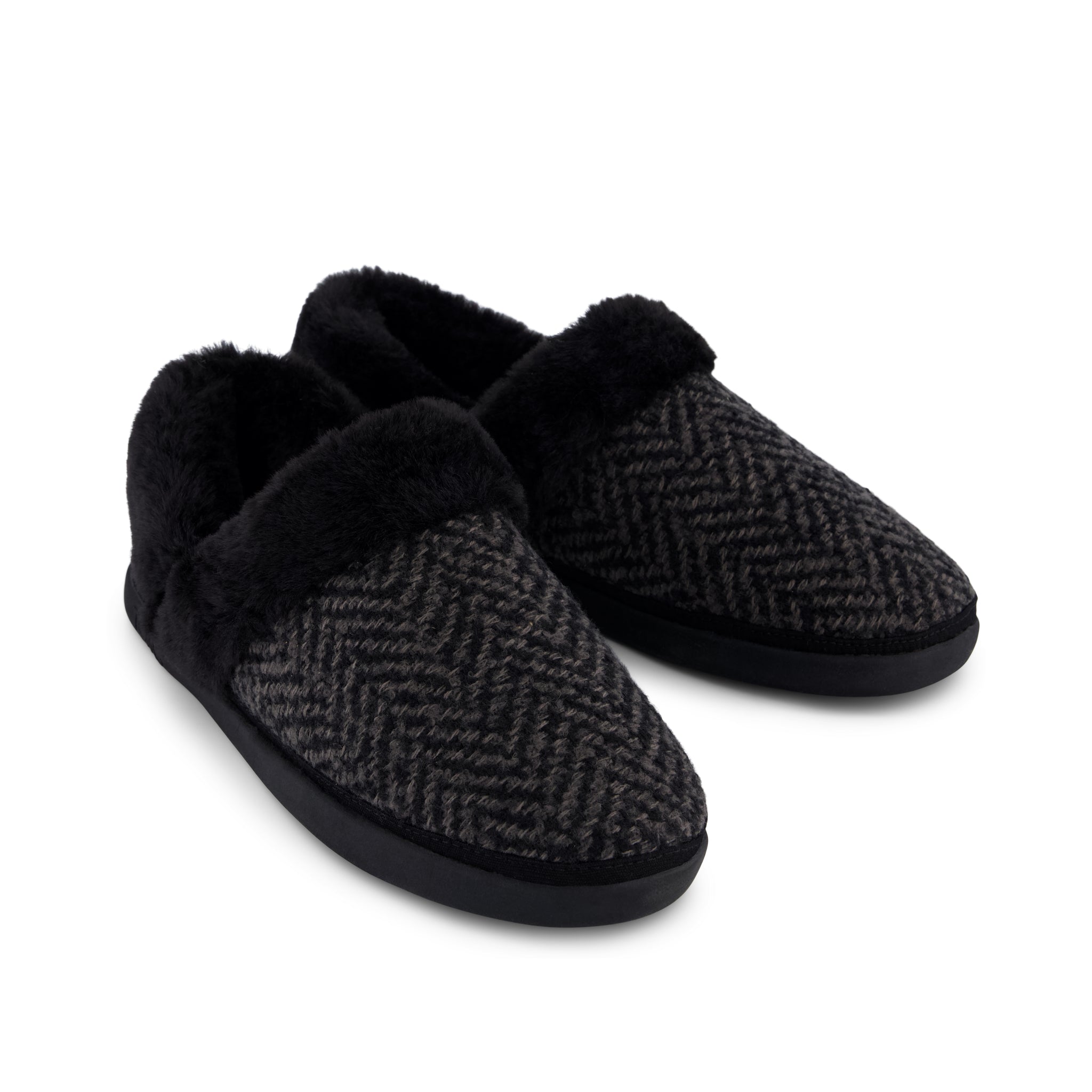 Womens Oslo Convertible Slipper Black Herringbone - Image 3