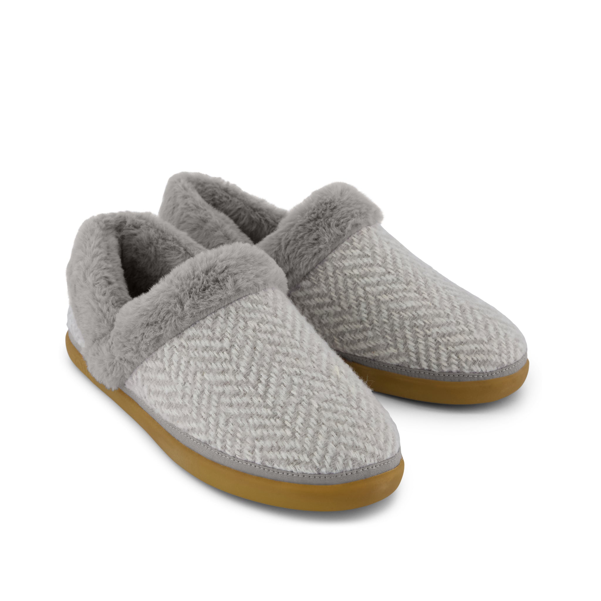 Womens Oslo Convertible Slipper Drizzle Grey Herringbone - Image 3