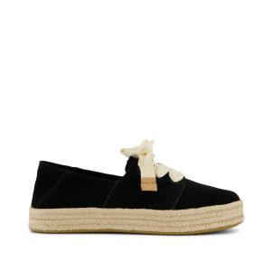Womens Carolina Lace-Up Espadrille Black Suede