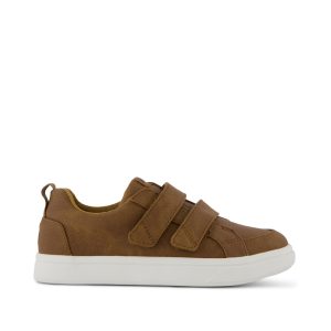 Cruz Double Strap Kids Sneaker Toffee Microsuede