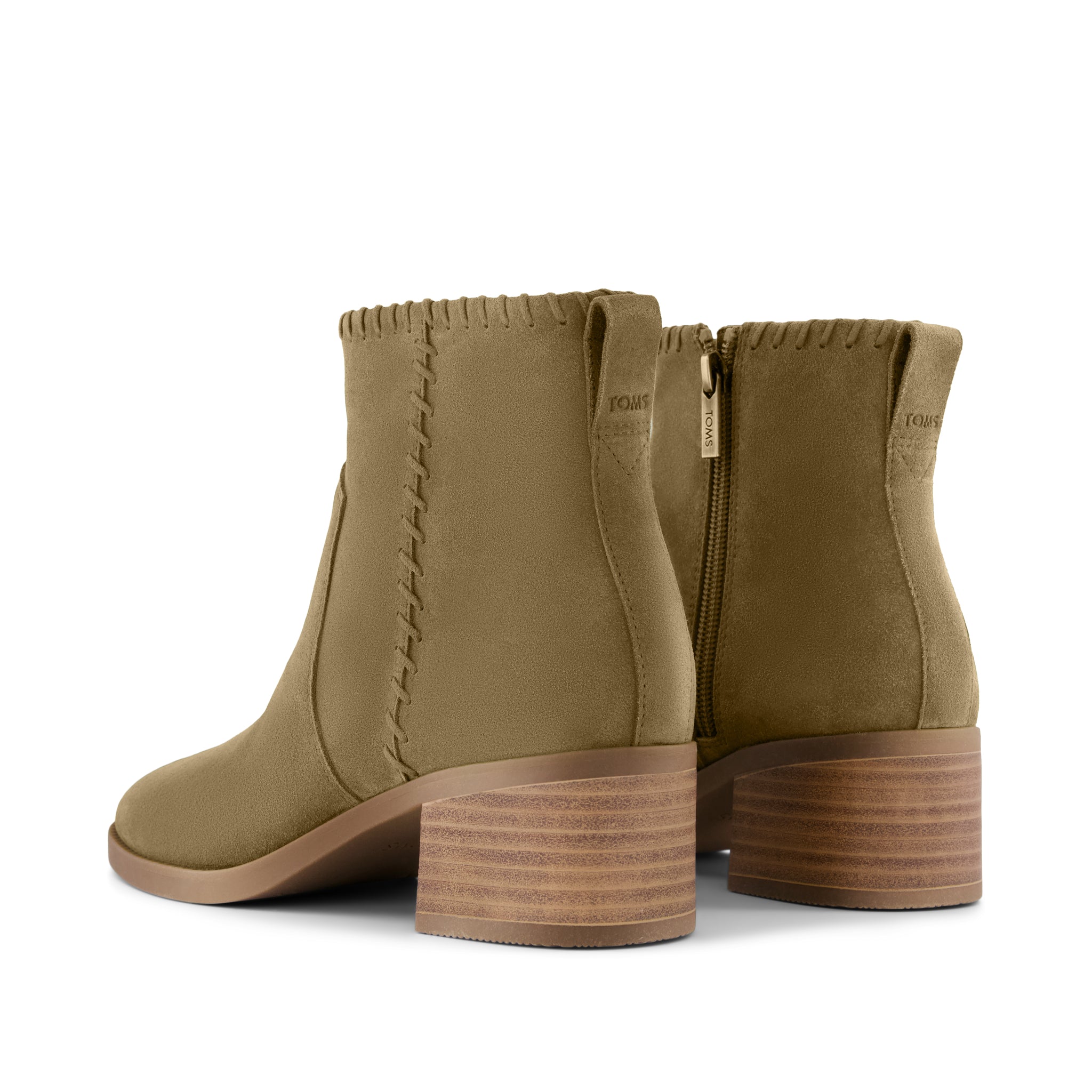 Womens Delilah Heeled Boot Water Repellent Military Olive Suede - Image 4