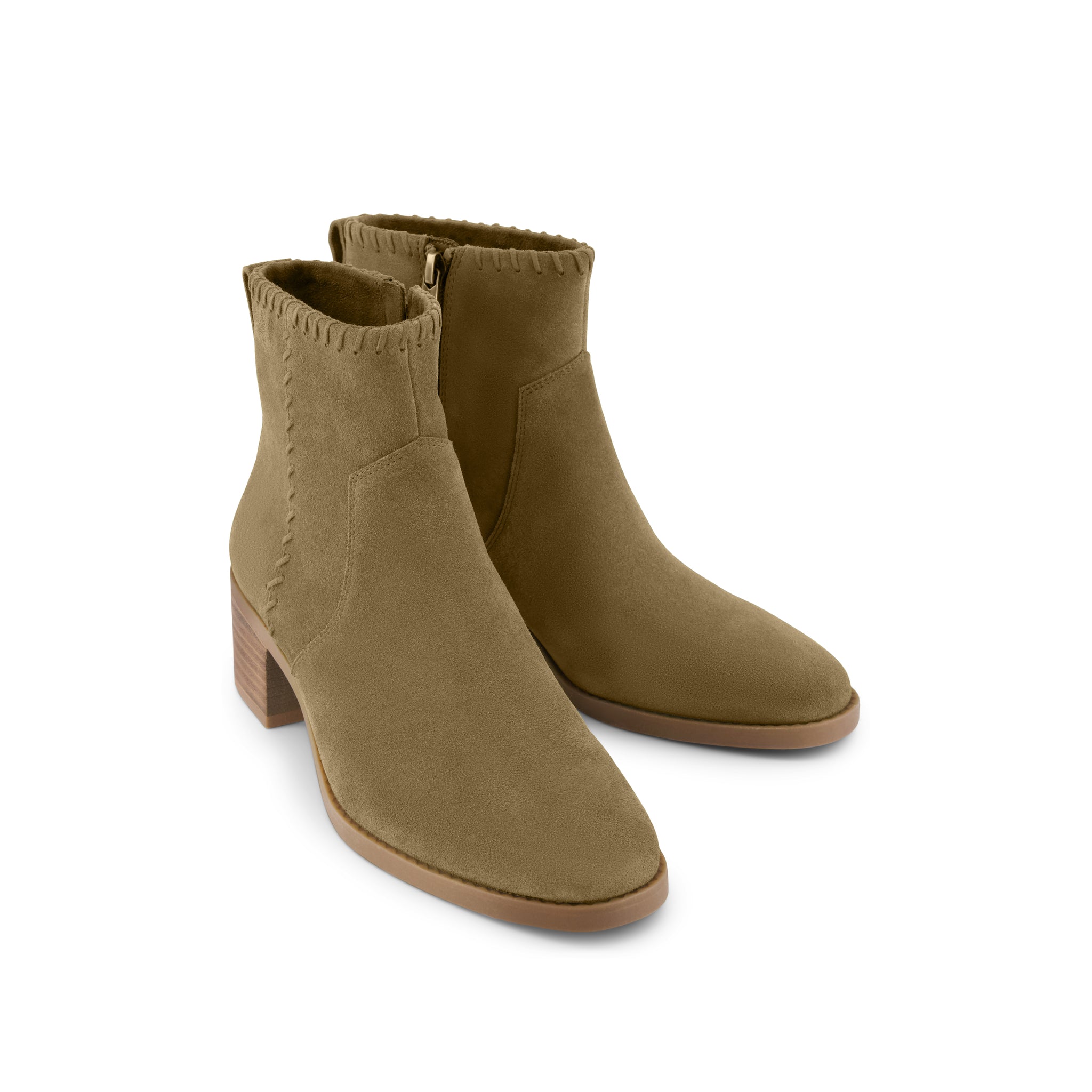 Womens Delilah Heeled Boot Water Repellent Military Olive Suede - Image 3