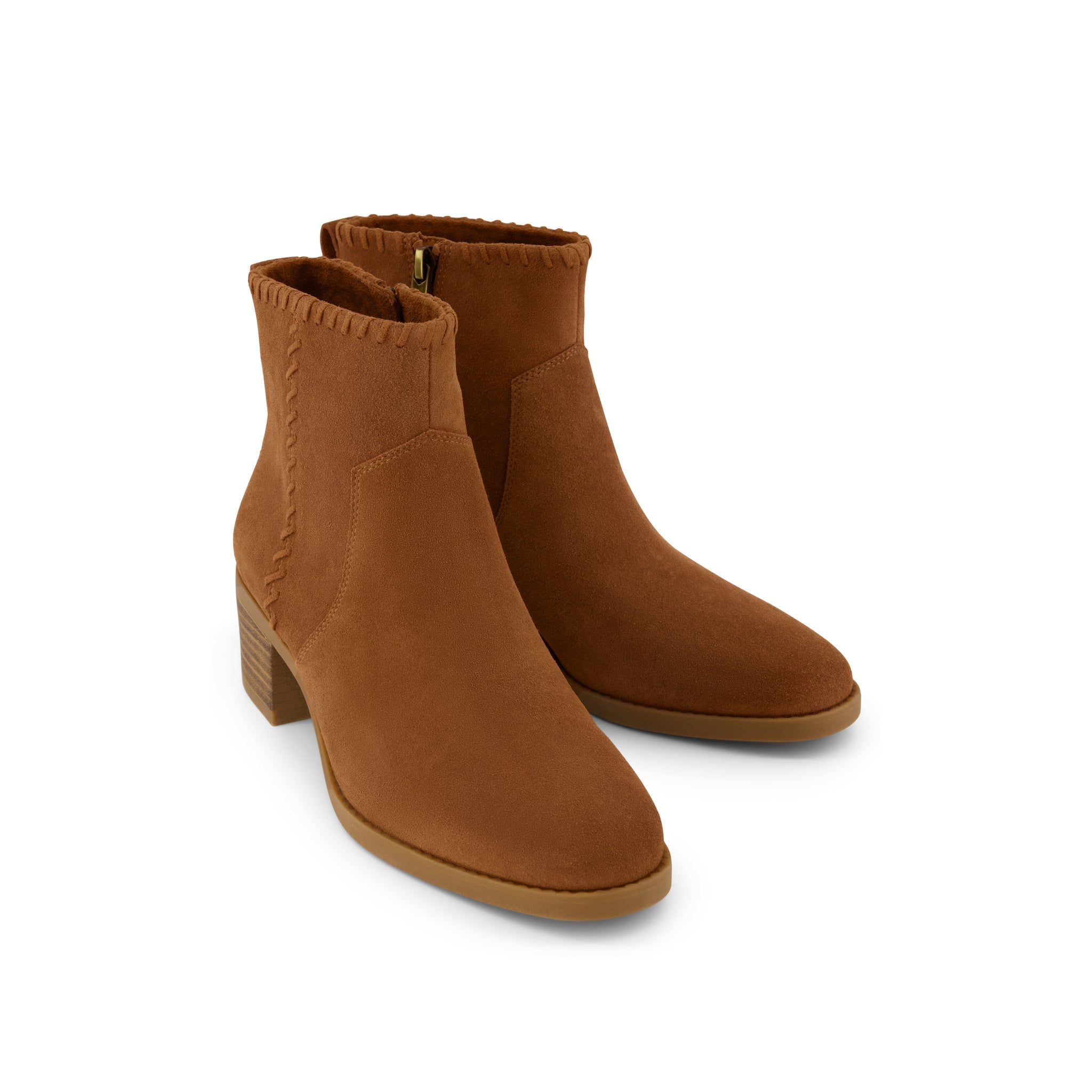 Womens Delilah Heeled Boot Water Repellent Amber Brown Suede - Image 2