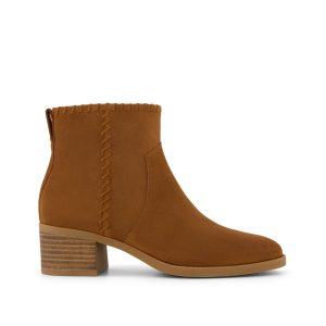 Womens Delilah Heeled Boot Water Repellent Amber Brown Suede