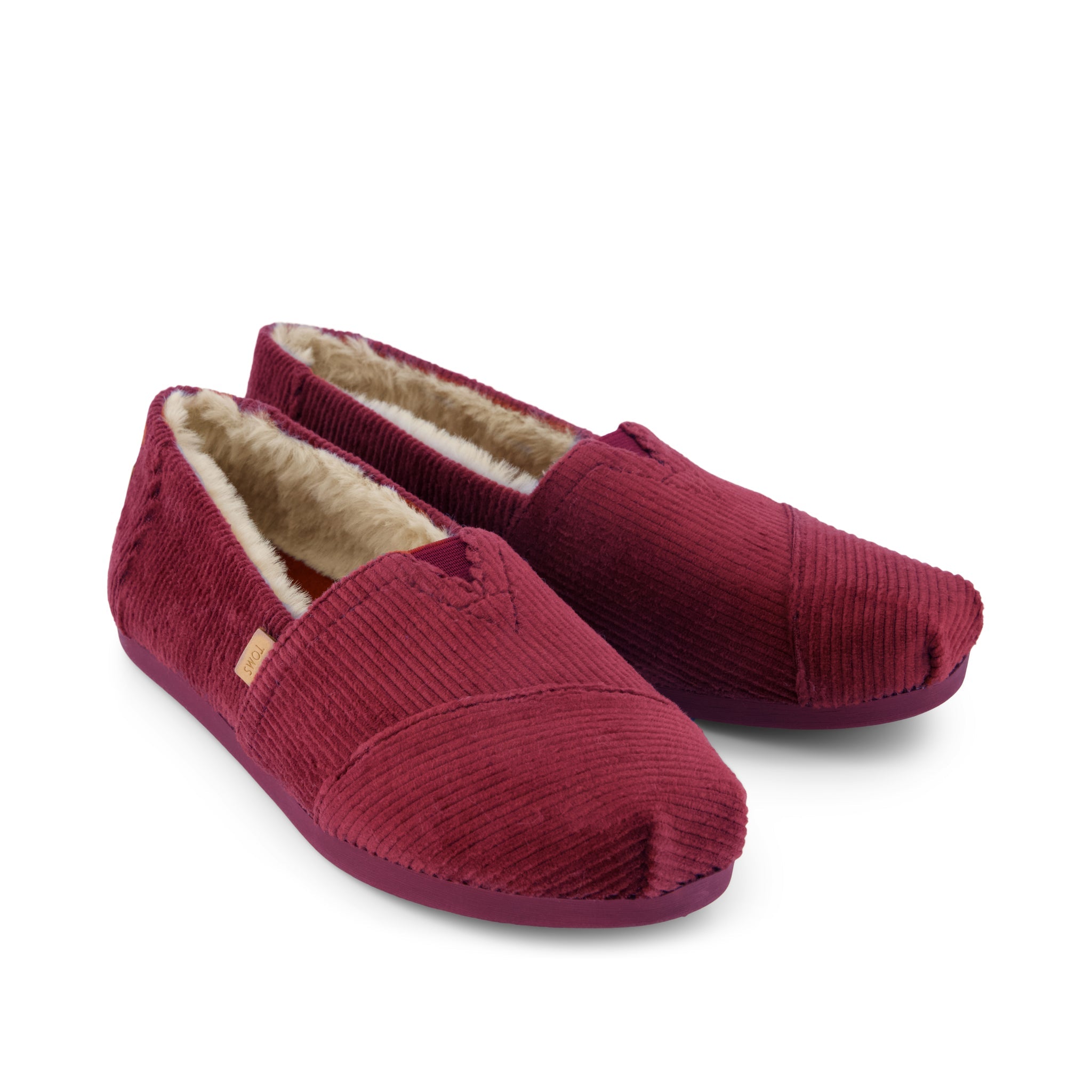 Womens Alpargata Classic Maroon Velvet Faux Fur - Image 4
