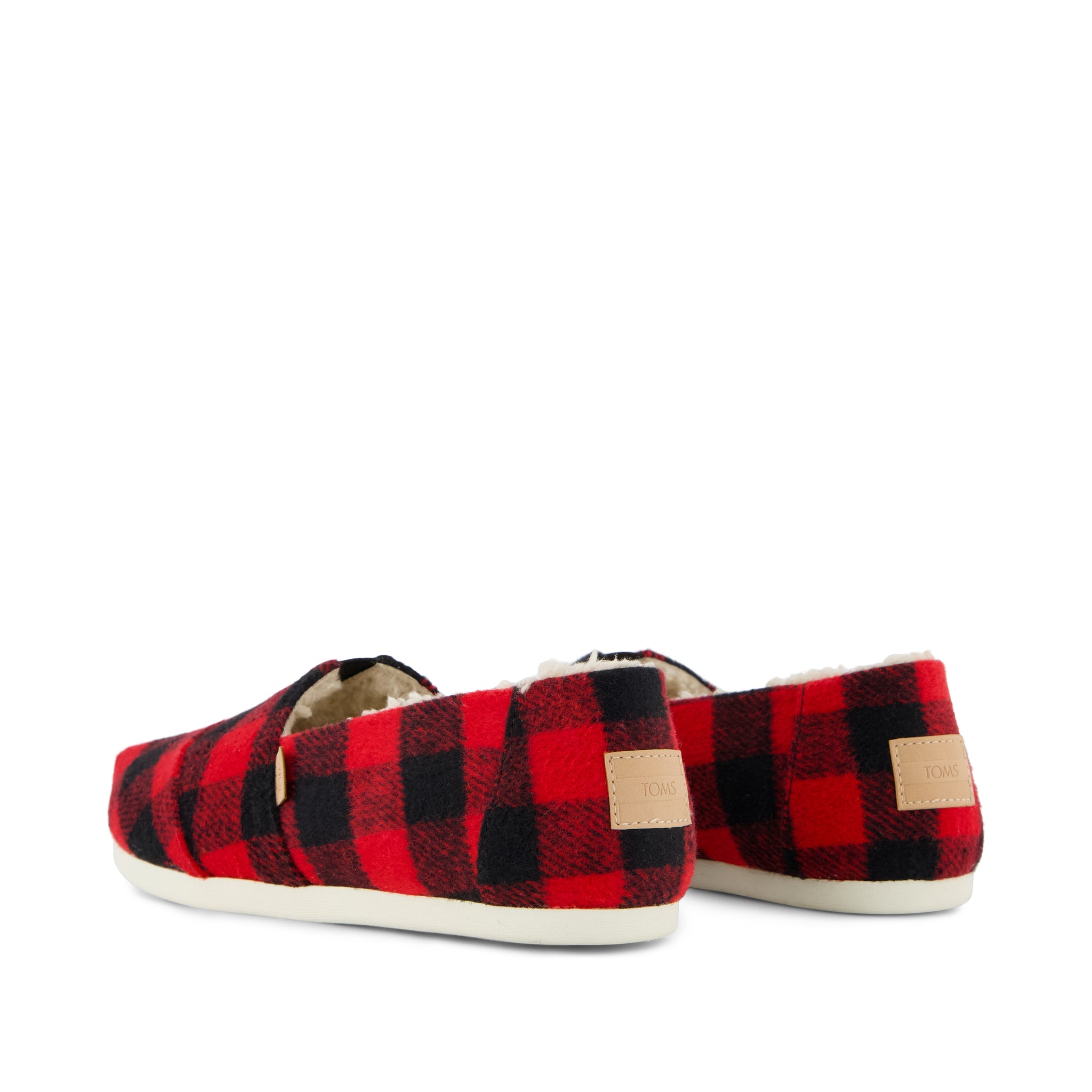Womens Alpargata Classic Buffalo Plaid Red Faux Shearling - Image 4