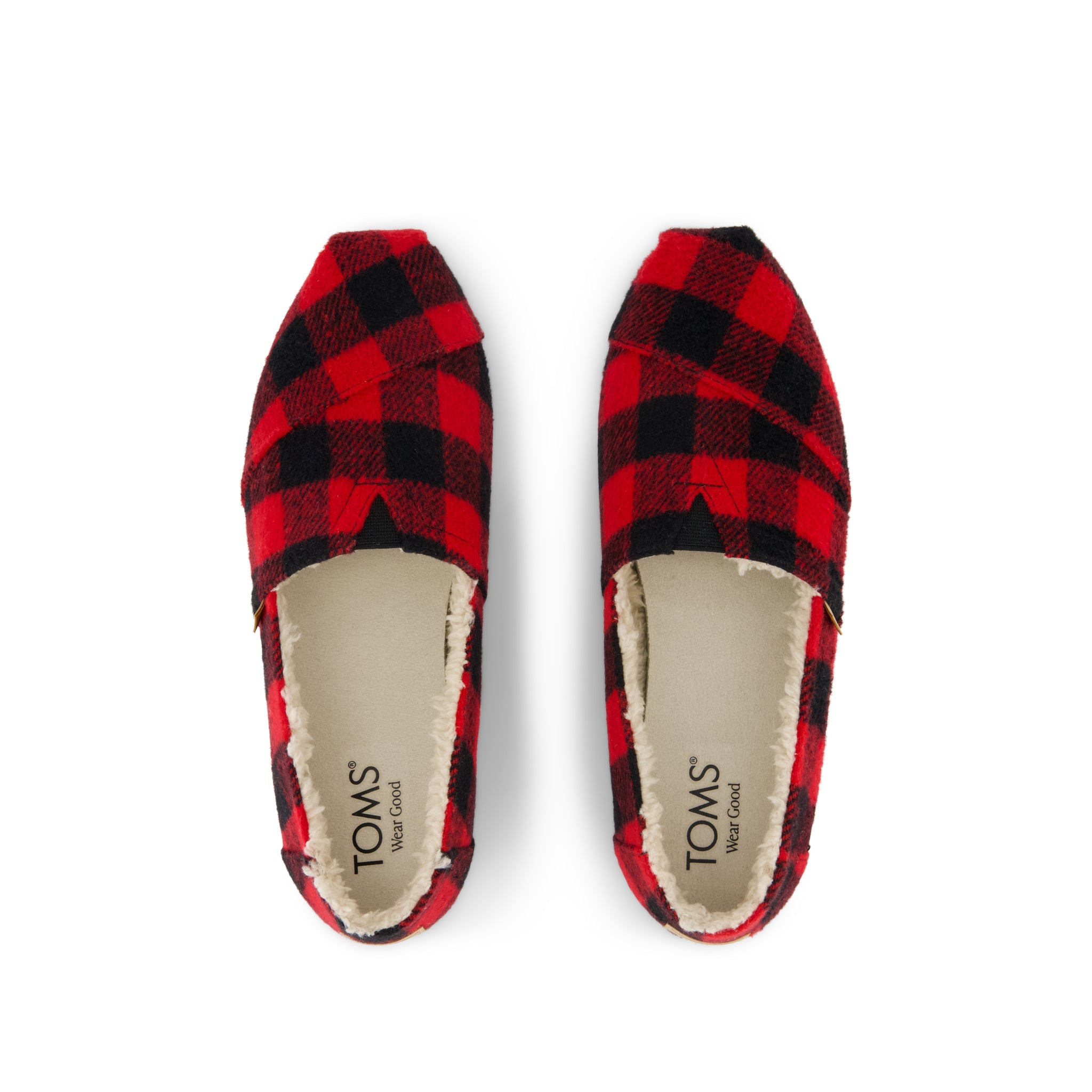 Womens Alpargata Classic Buffalo Plaid Red Faux Shearling - Image 6