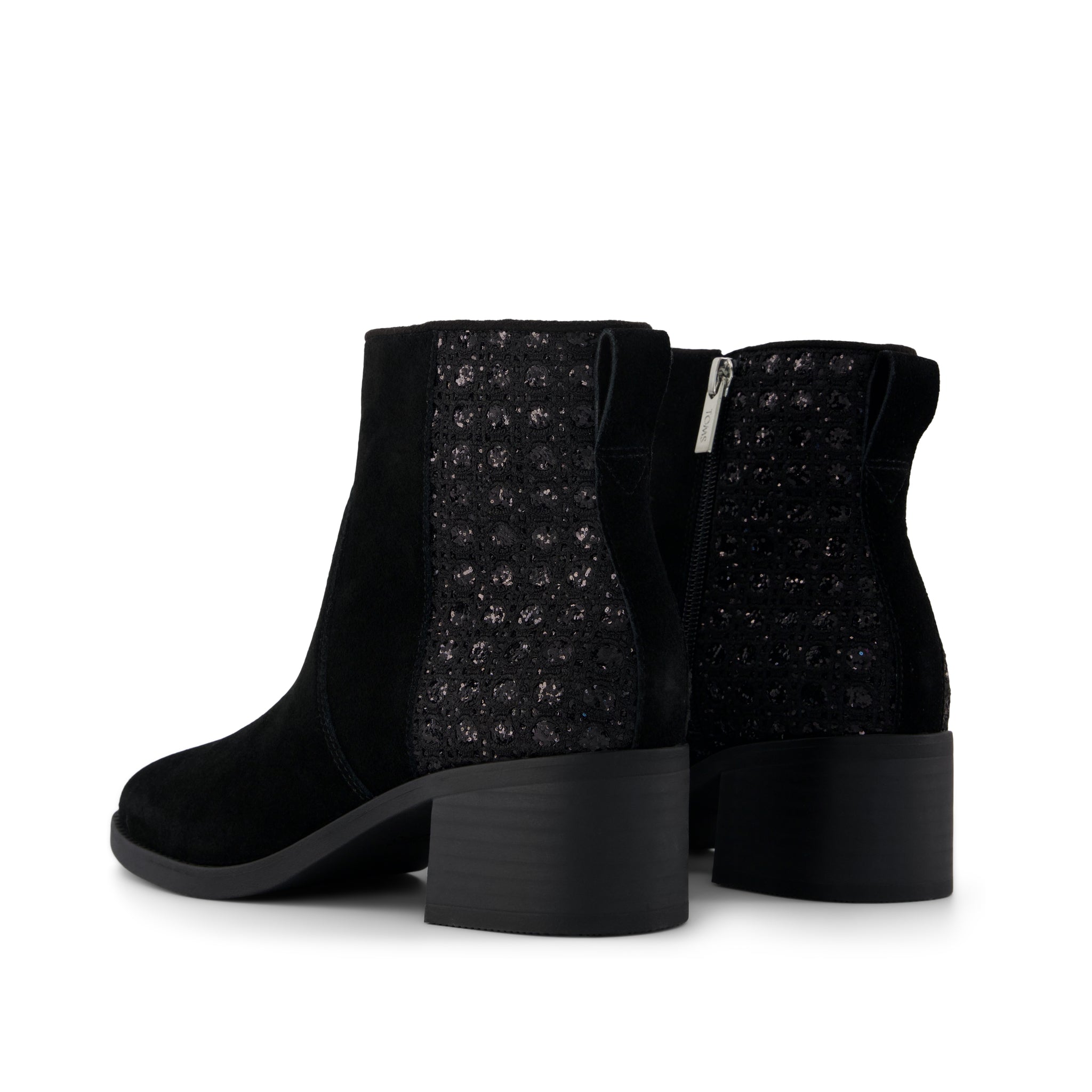 Womens Delilah Heeled Boot Black Geometric Sequins - Image 5