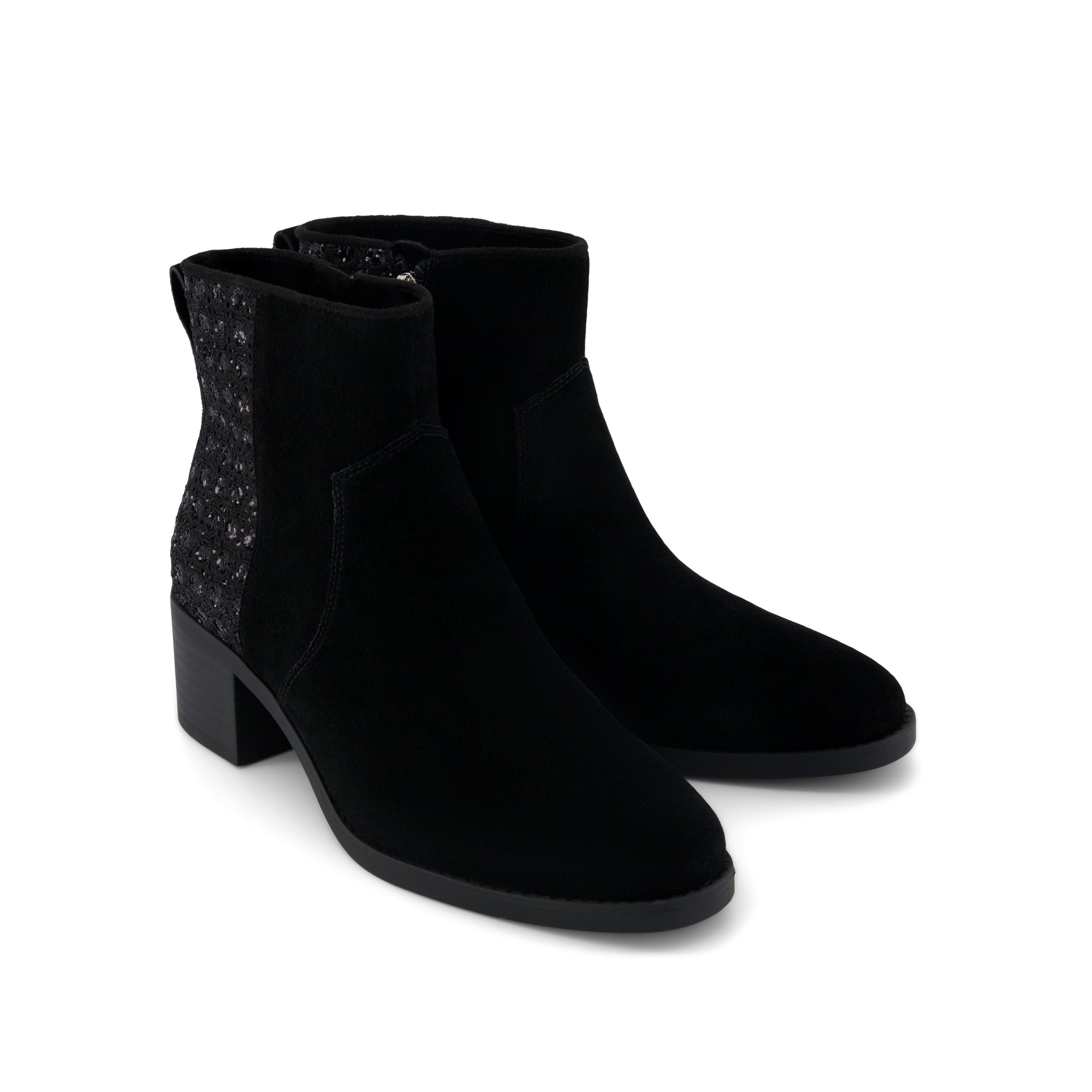 Womens Delilah Heeled Boot Black Geometric Sequins - Image 4