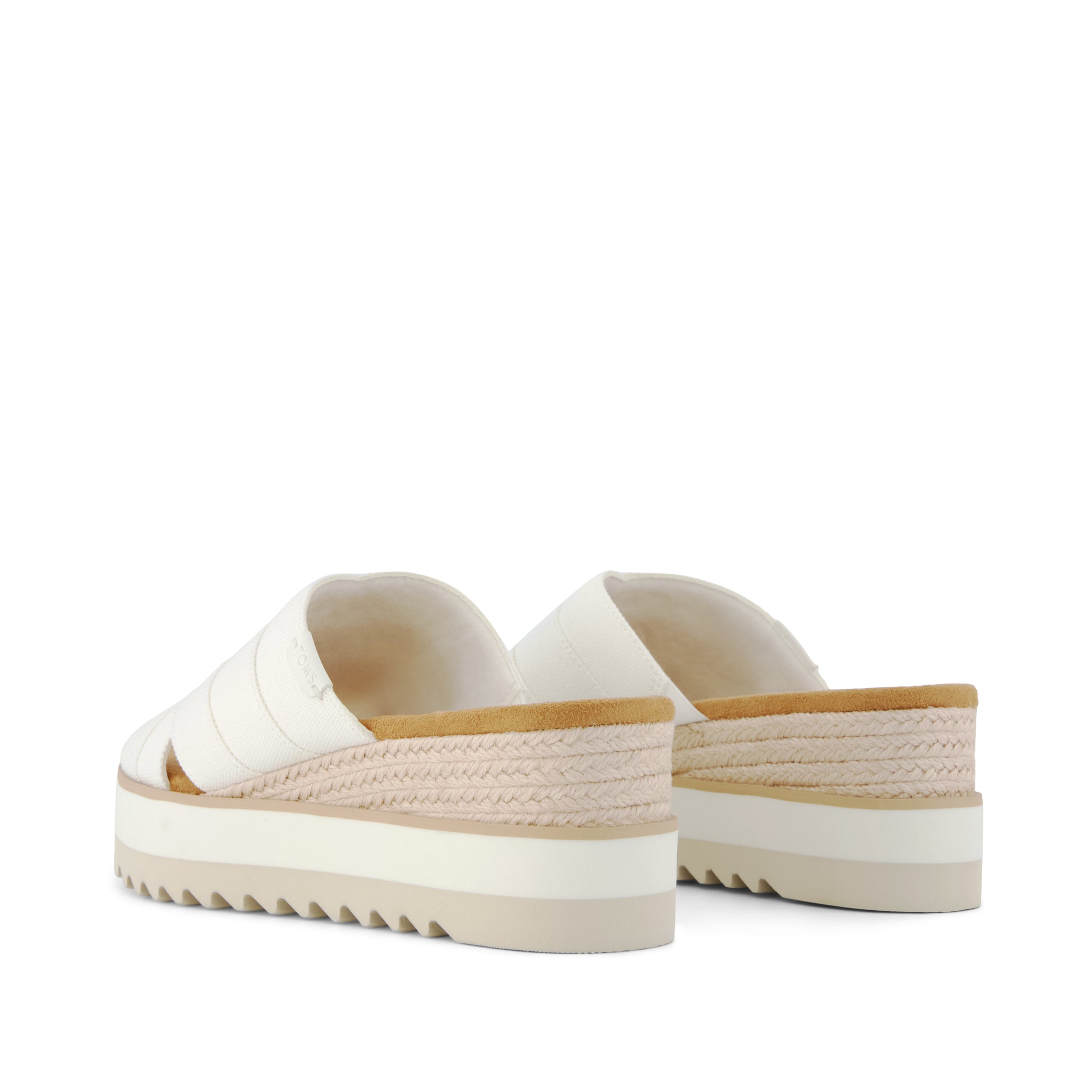 Womens Diana Crossover Mule Wedge Sandal White Canvas - Image 4
