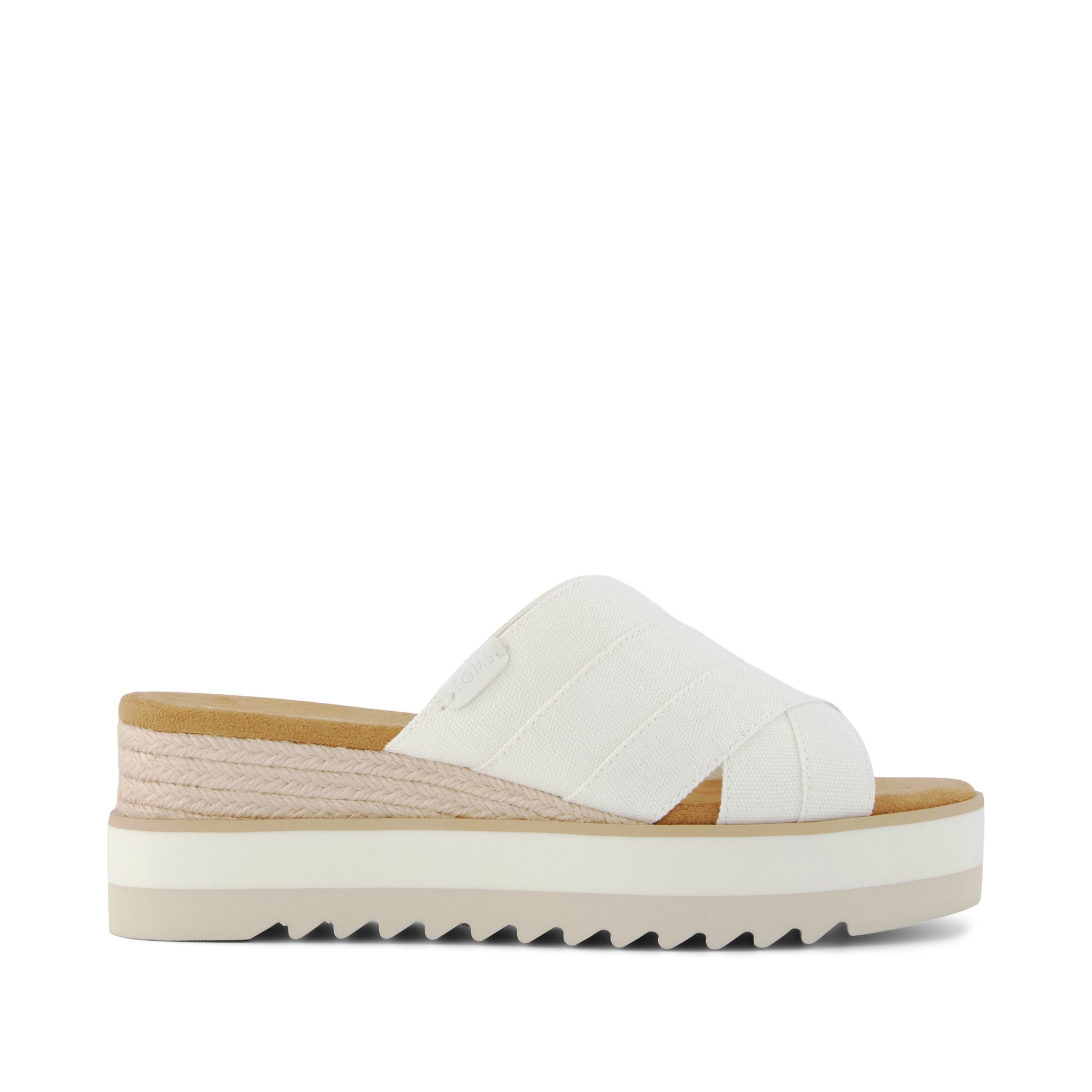 Womens Diana Crossover Mule Wedge Sandal White Canvas