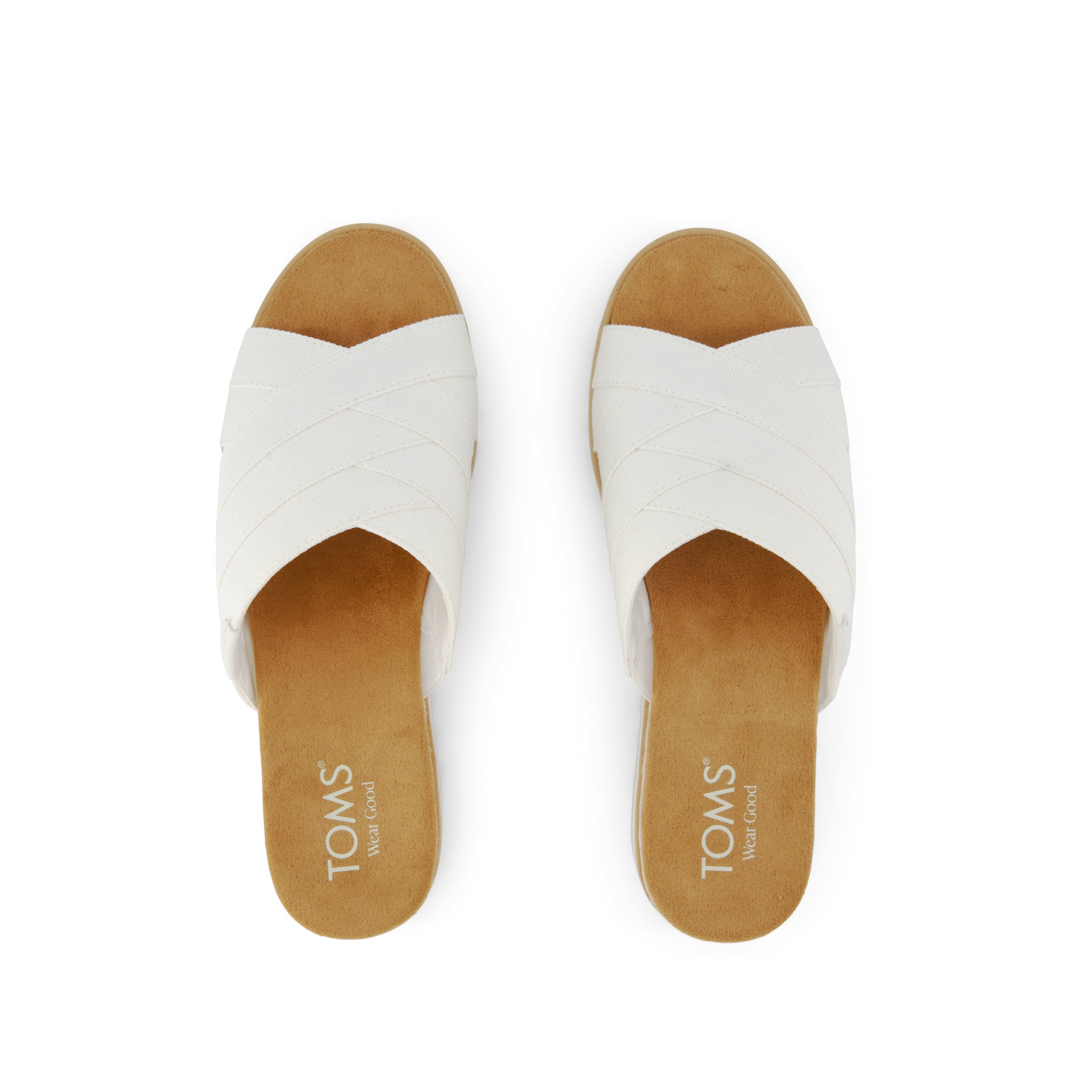 Womens Diana Crossover Mule Wedge Sandal White Canvas - Image 6