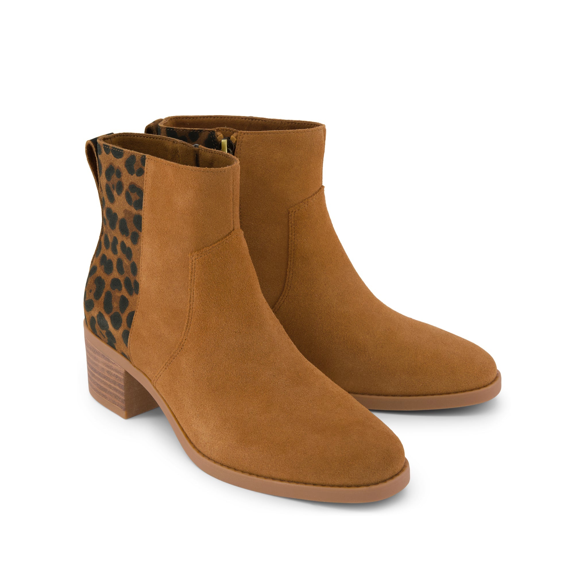 Womens Delilah Heeled Boot Water Repellent Brown Sugar Leopard Suede - Image 2
