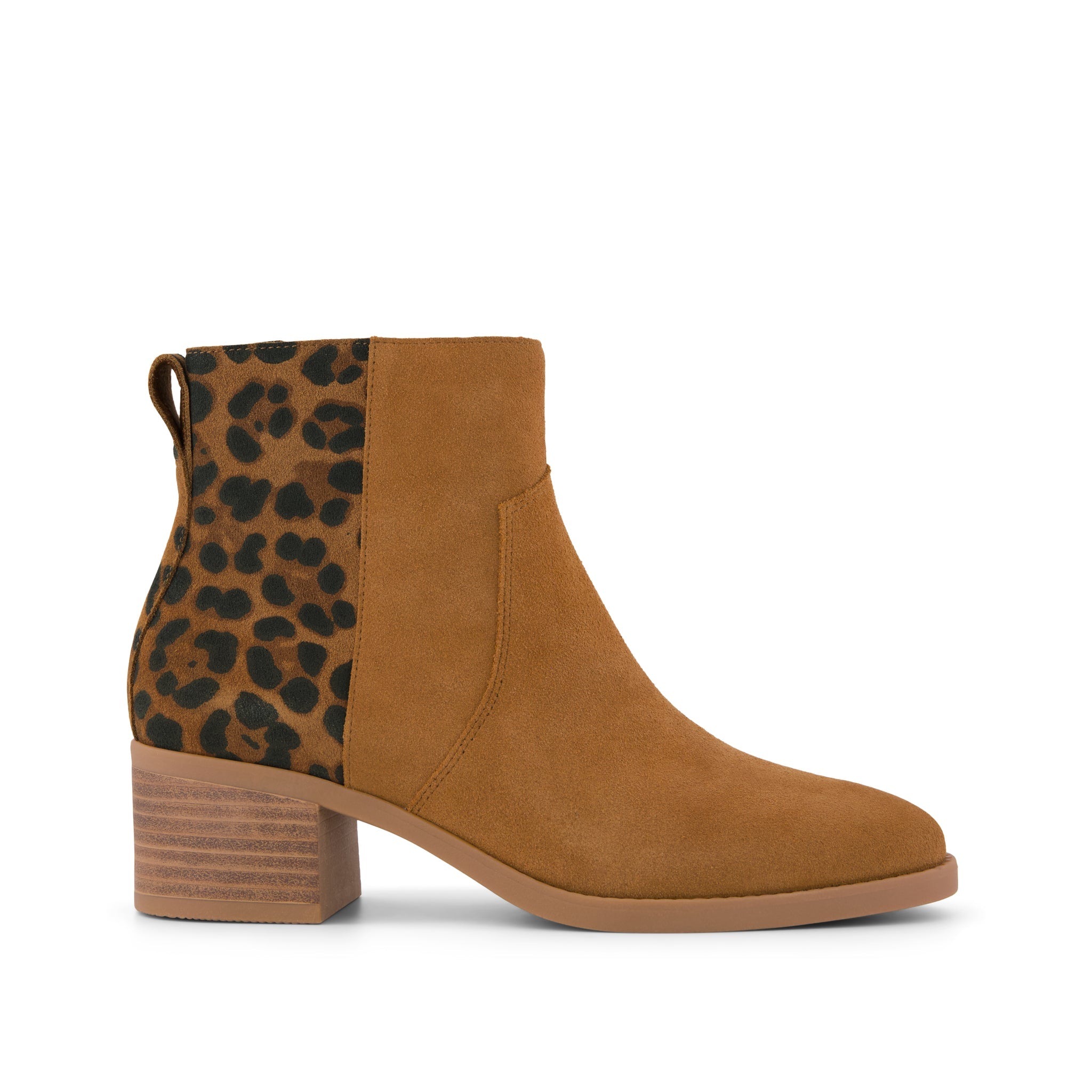 Womens Delilah Heeled Boot Water Repellent Brown Sugar Leopard Suede