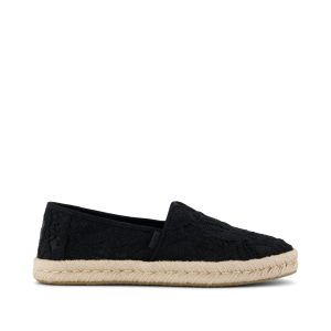 Womens Alpargata Rope 2.0 Espadrille Black Floral Crochet
