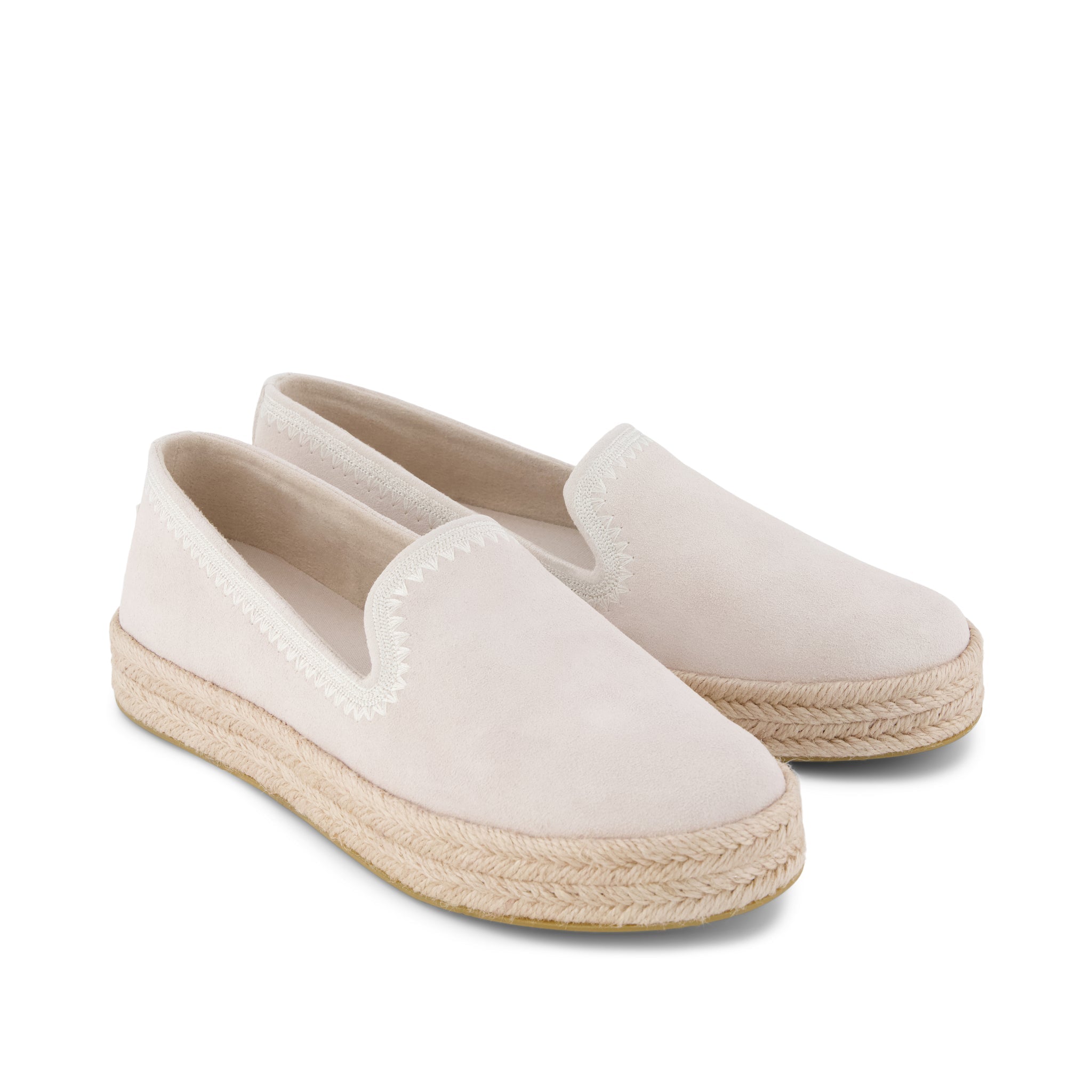 Womens Carolina Espadrille Embroidered Taupe Suede - Image 2