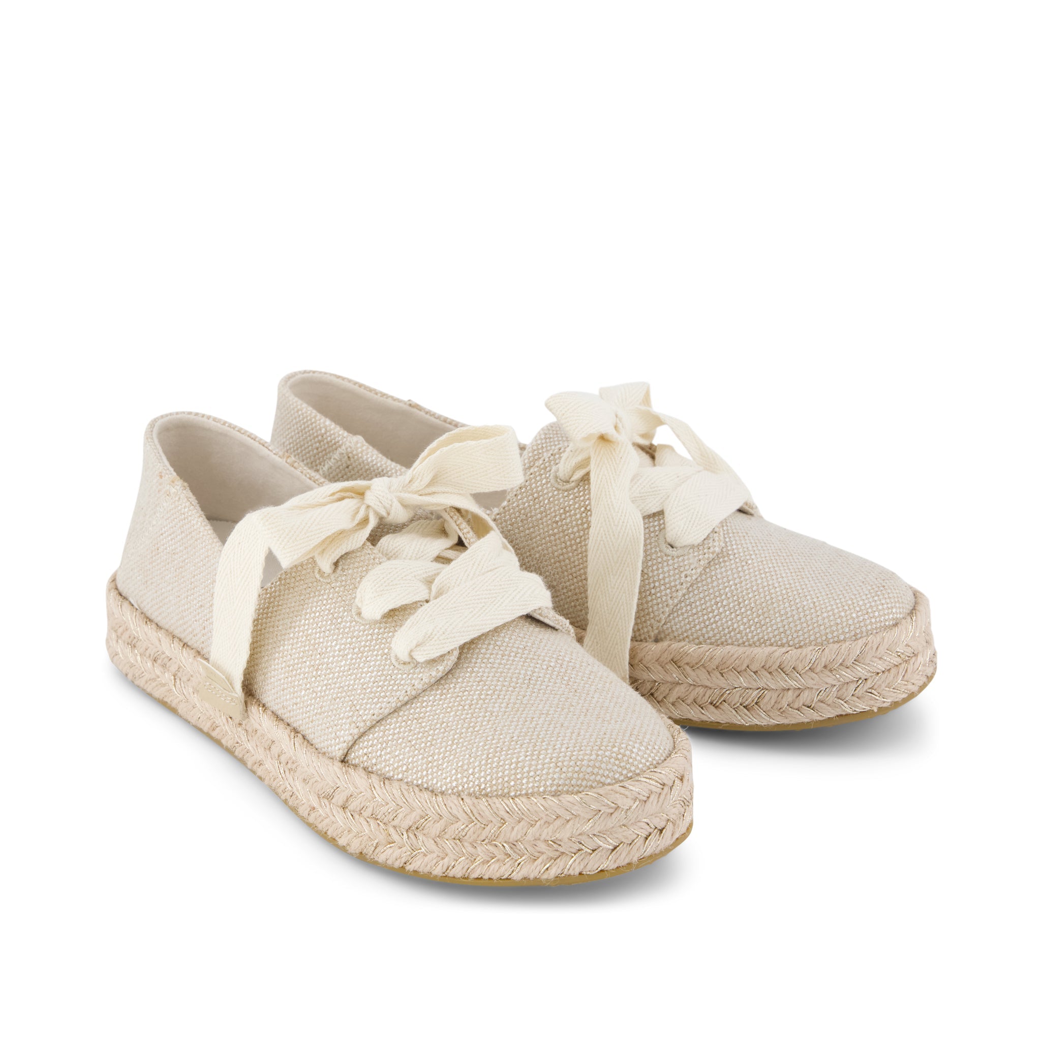 Womens Carolina Lace-Up Espadrille Champagne Glimmer Canvas - Image 3