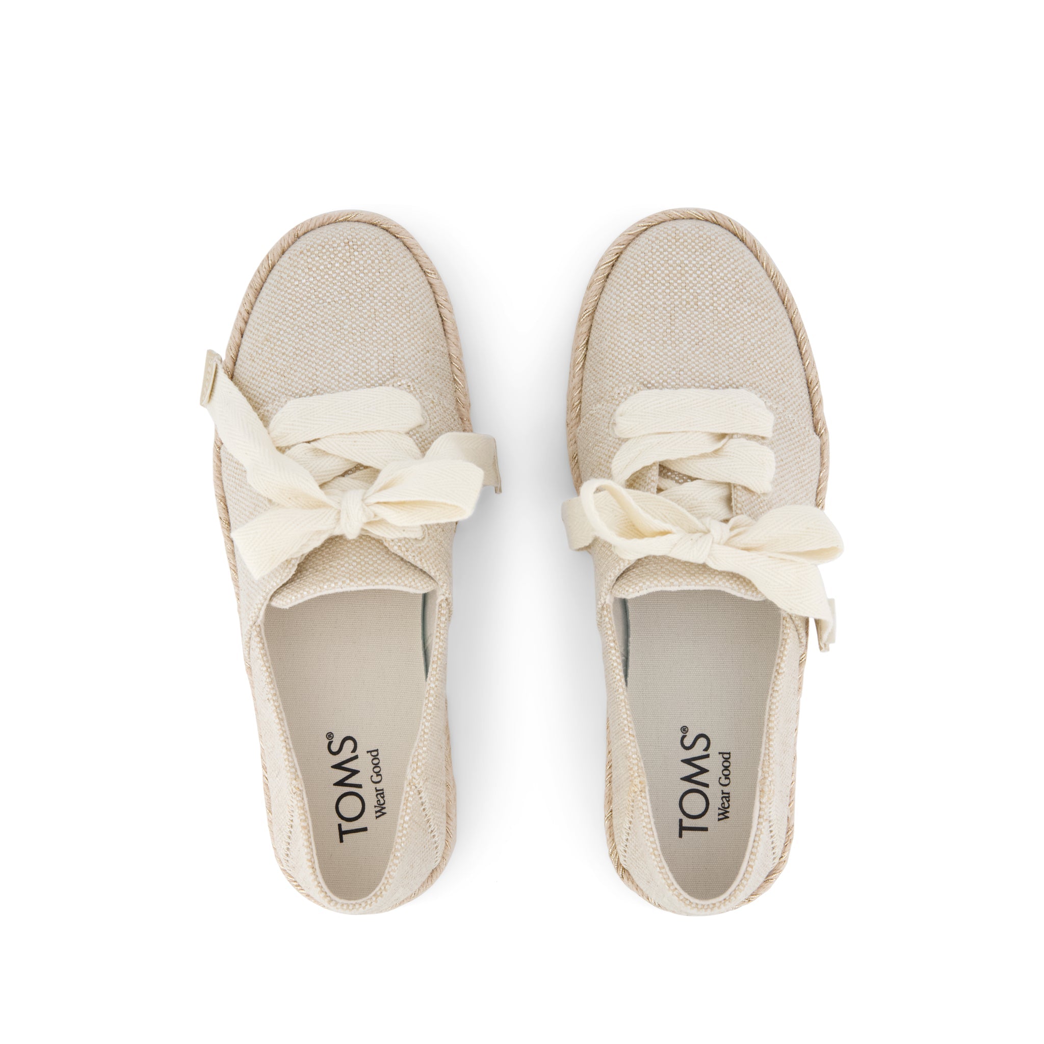 Womens Carolina Lace-Up Espadrille Champagne Glimmer Canvas - Image 6