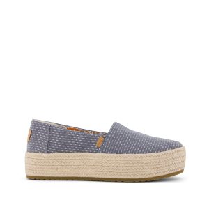 Womens Valencia Platform Espadrille Niagara Mist Chambray Dot