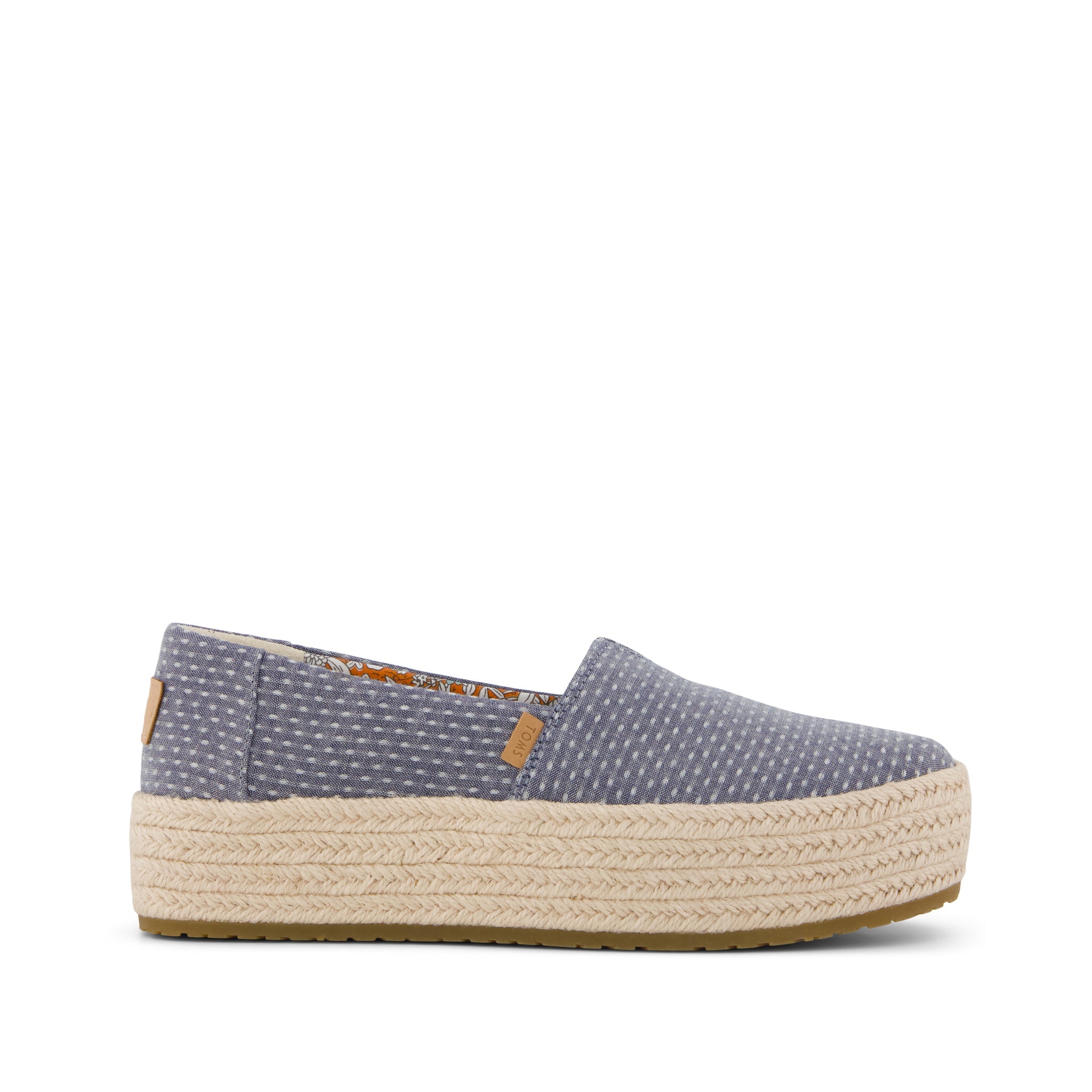 Womens Valencia Platform Espadrille Niagara Mist Chambray Dot