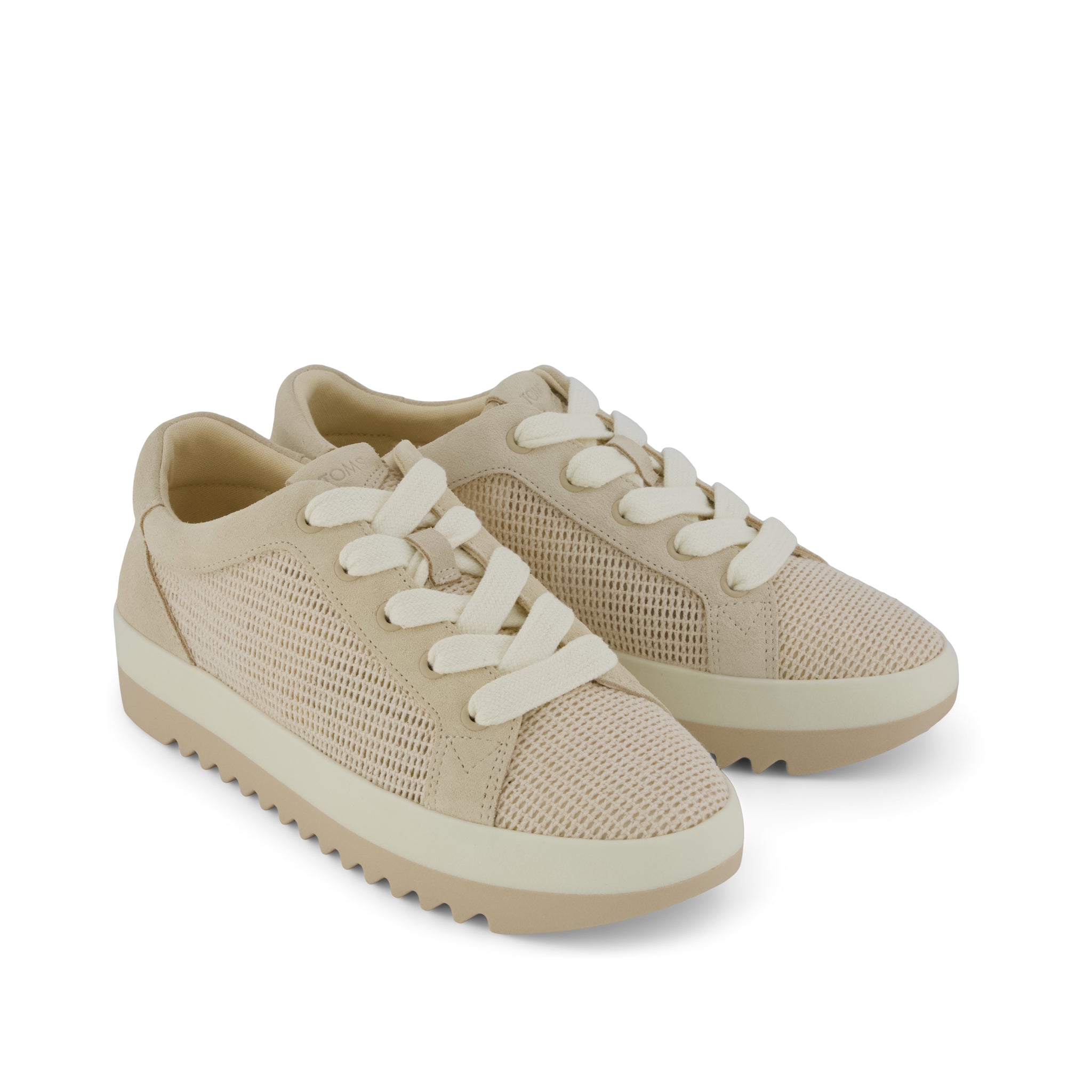 Womens Rea Lace-Up Platform Sneaker Natural Mesh and Suede - Image 3