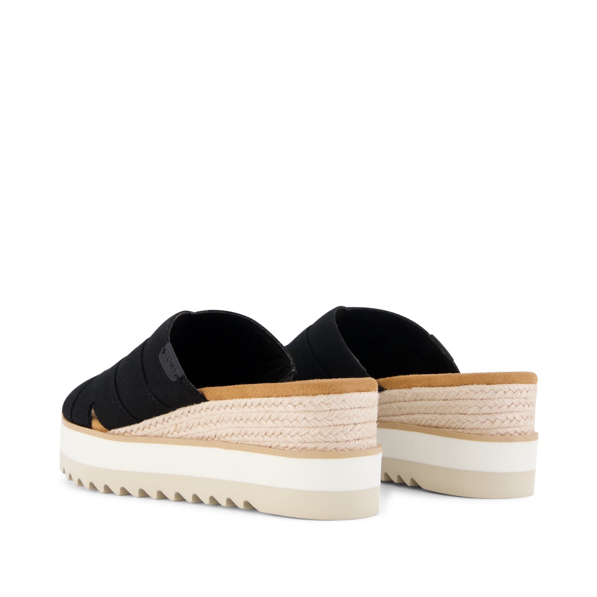 Womens Diana Crossover Mule Wedge Sandal Black Canvas - Image 4