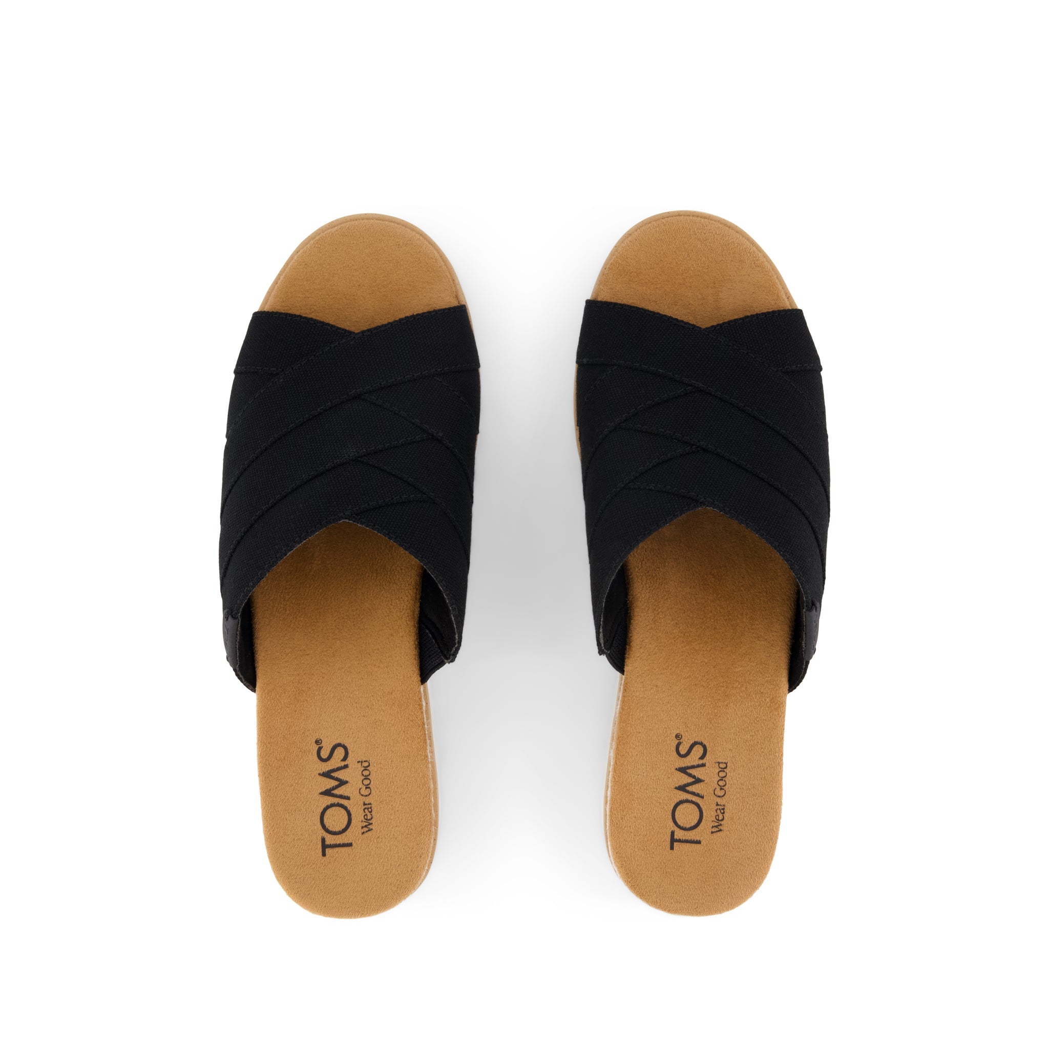 Womens Diana Crossover Mule Wedge Sandal Black Canvas - Image 6