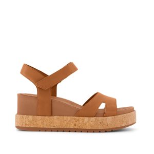 Womens Alana Wedge Sandal Brown Leather