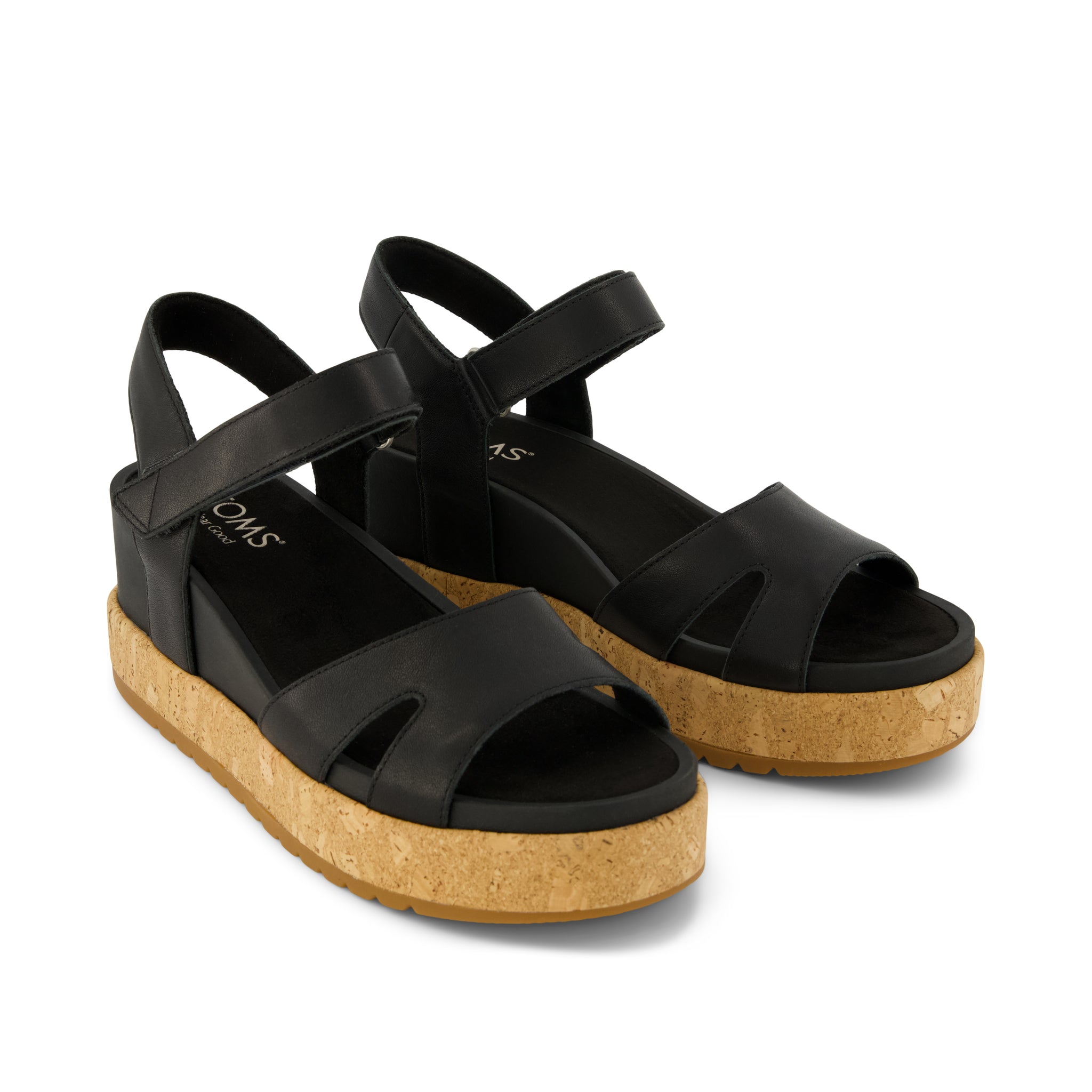 Womens Alana Wedge Sandal Black Leather - Image 2