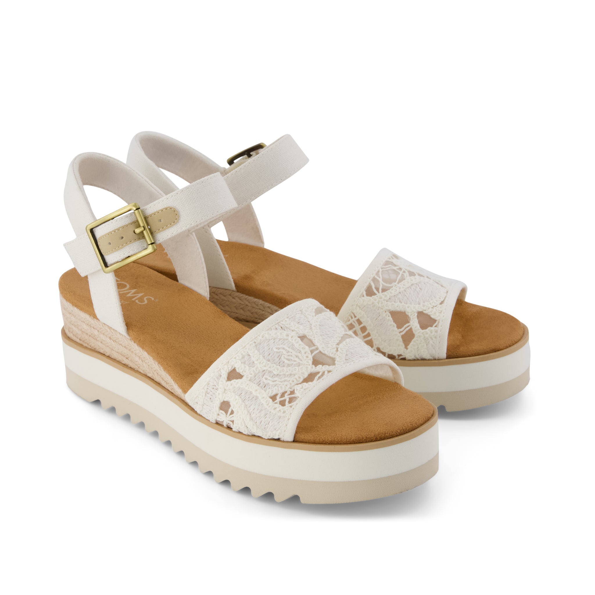Womens Diana Wedge Sandal Natural Floral Crochet - Image 3