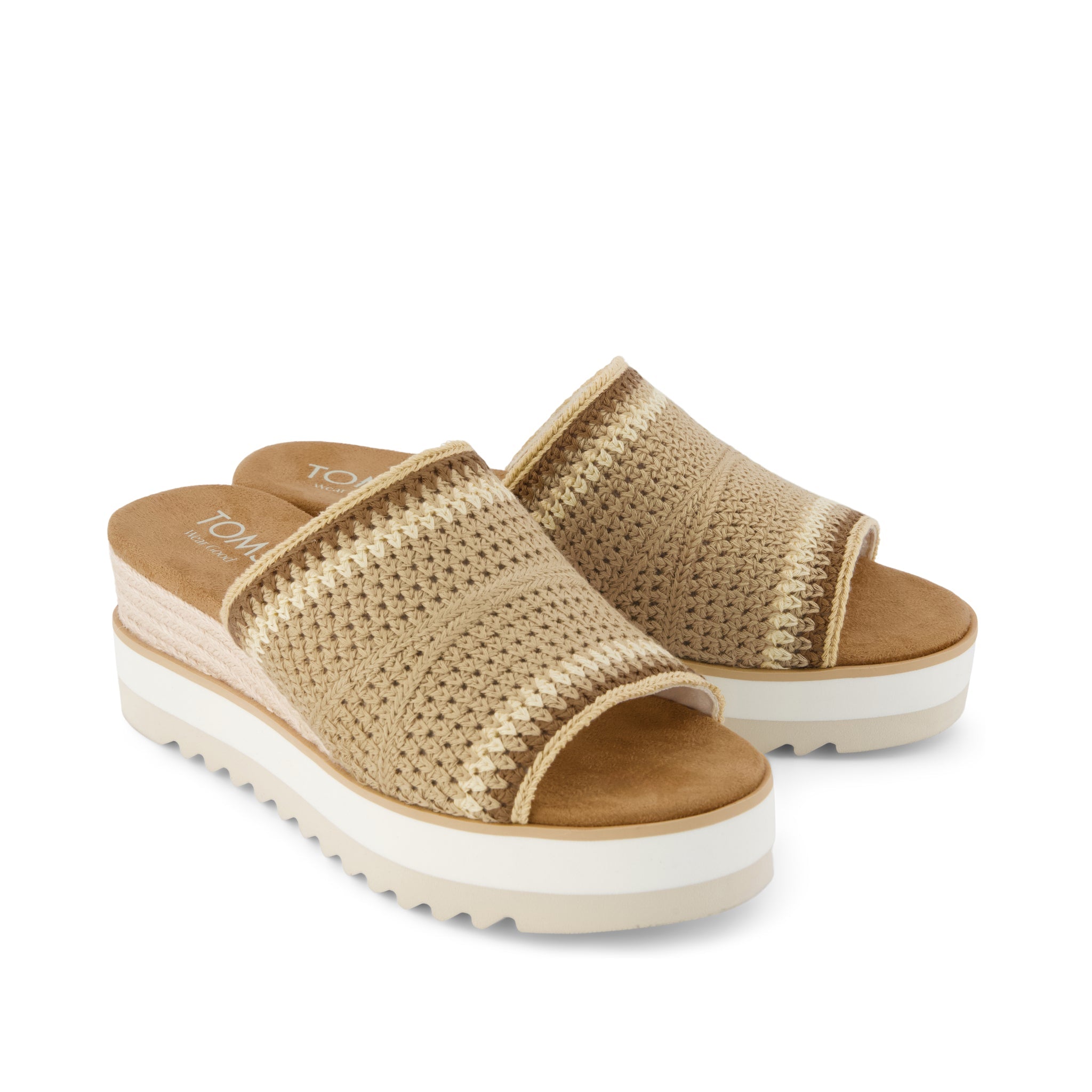 Womens Diana Mule Wedge Sandal Almond Crochet - Image 3