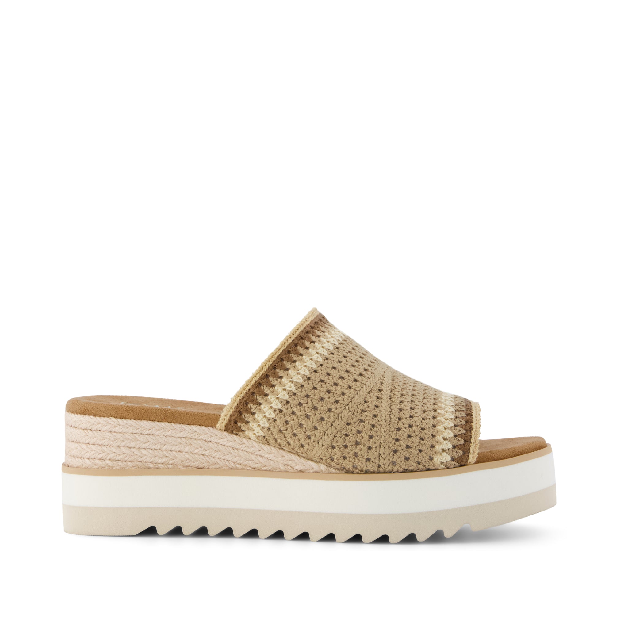 Womens Diana Mule Wedge Sandal Almond Crochet