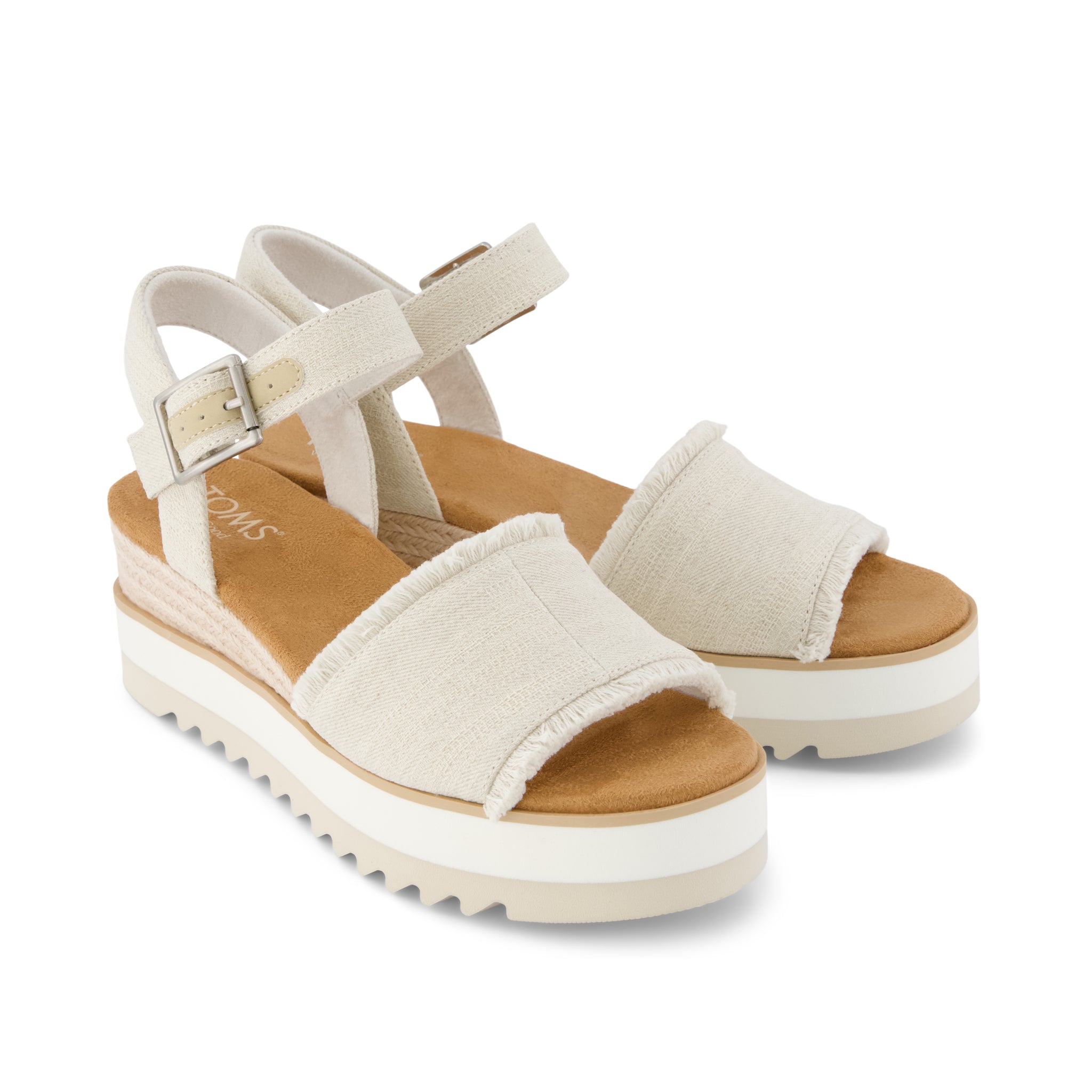 Womens Diana Wedge Sandal White Denim Fray - Image 3