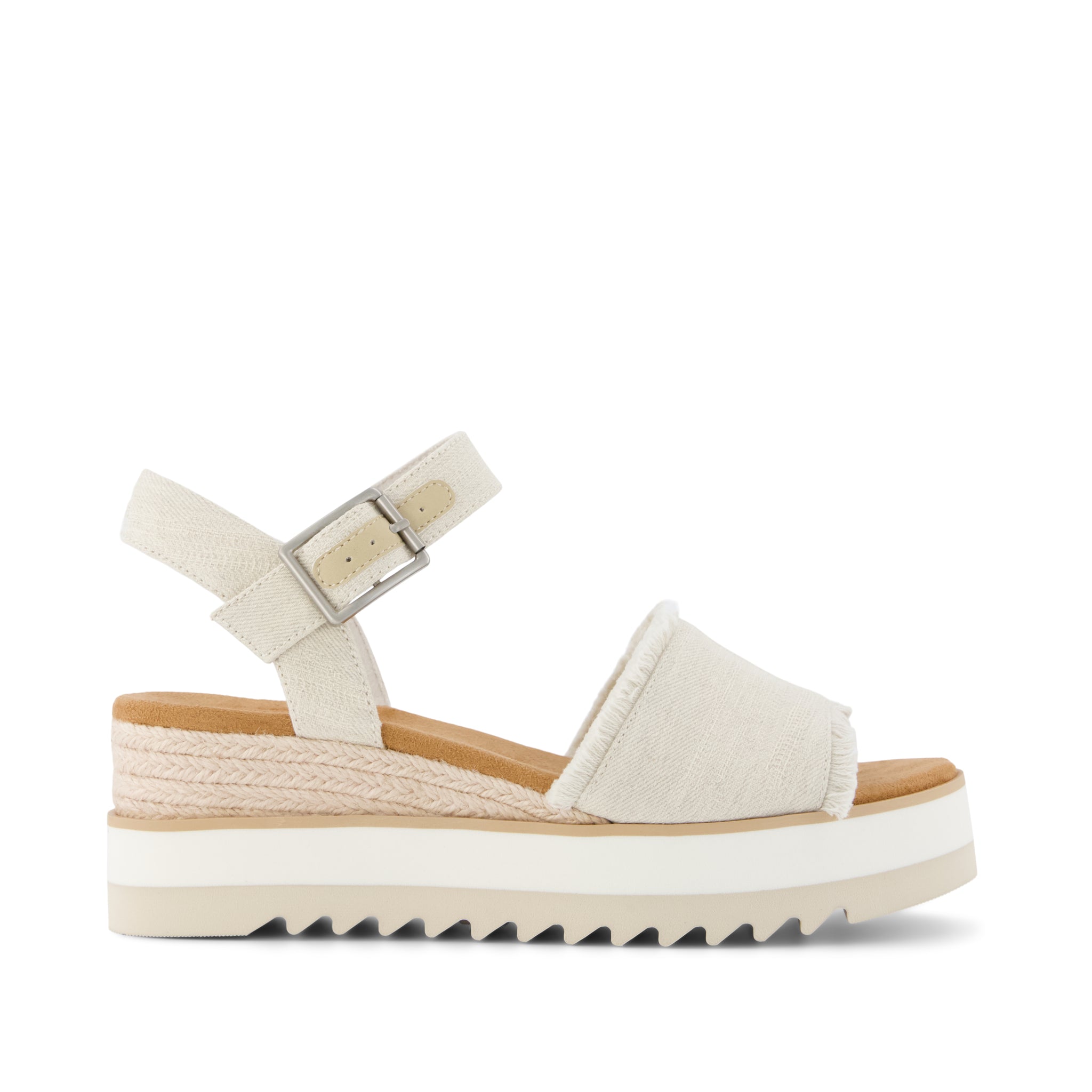 Womens Diana Wedge Sandal White Denim Fray