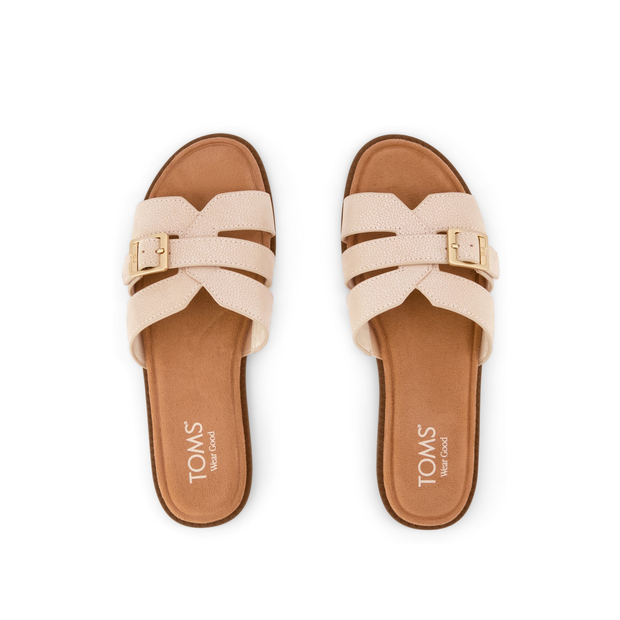 Womens Sol Slide Sandal Champagne Shimmer Suede - Image 6
