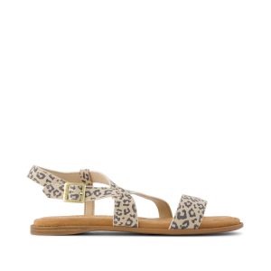 Womens Mar Strappy Sandal Leopard Print Suede