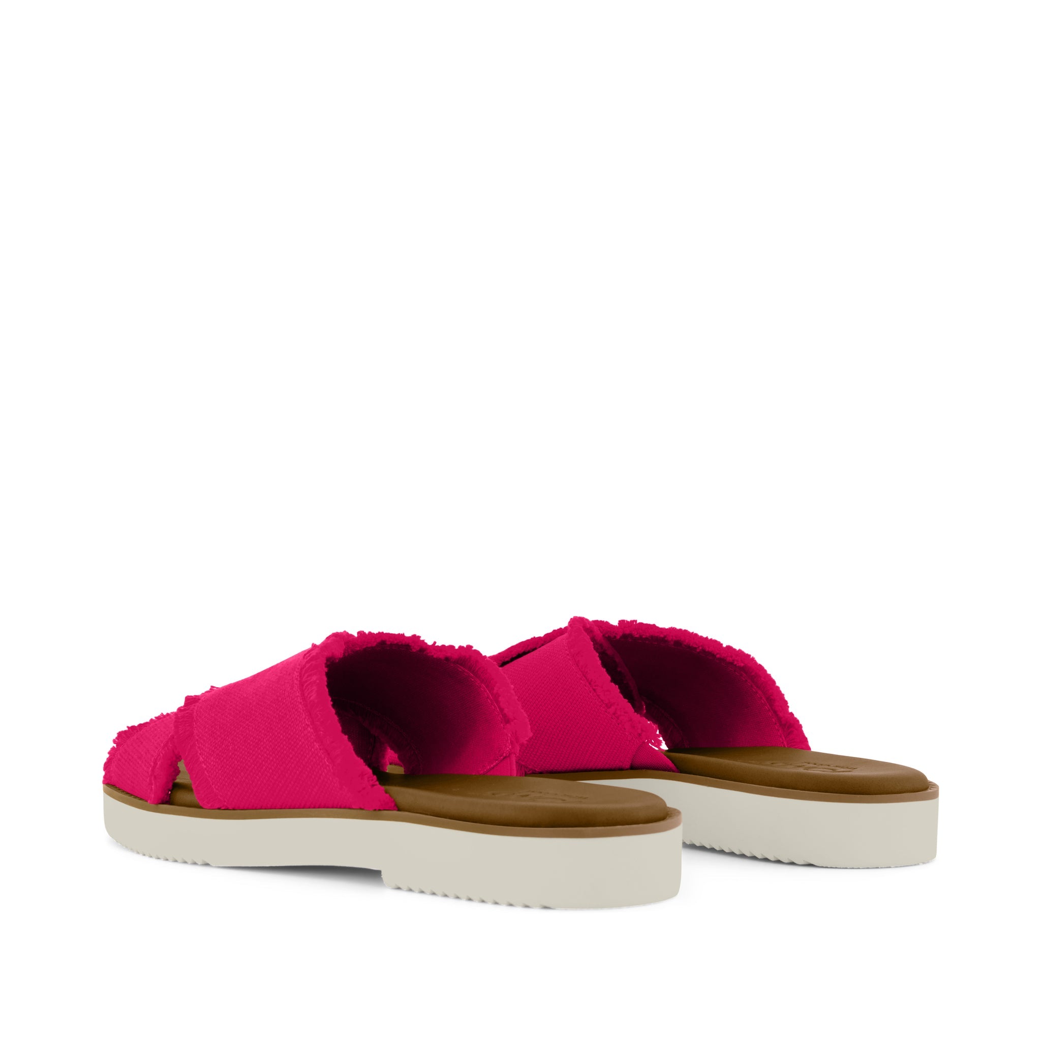Womens Mae Crossover Slide Sandal Fuchsia Heritage Canvas Fray - Image 4