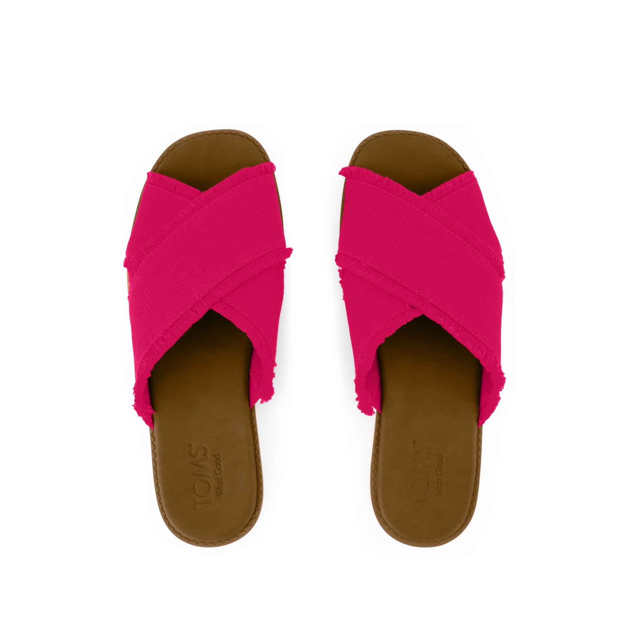 Womens Mae Crossover Slide Sandal Fuchsia Heritage Canvas Fray - Image 6