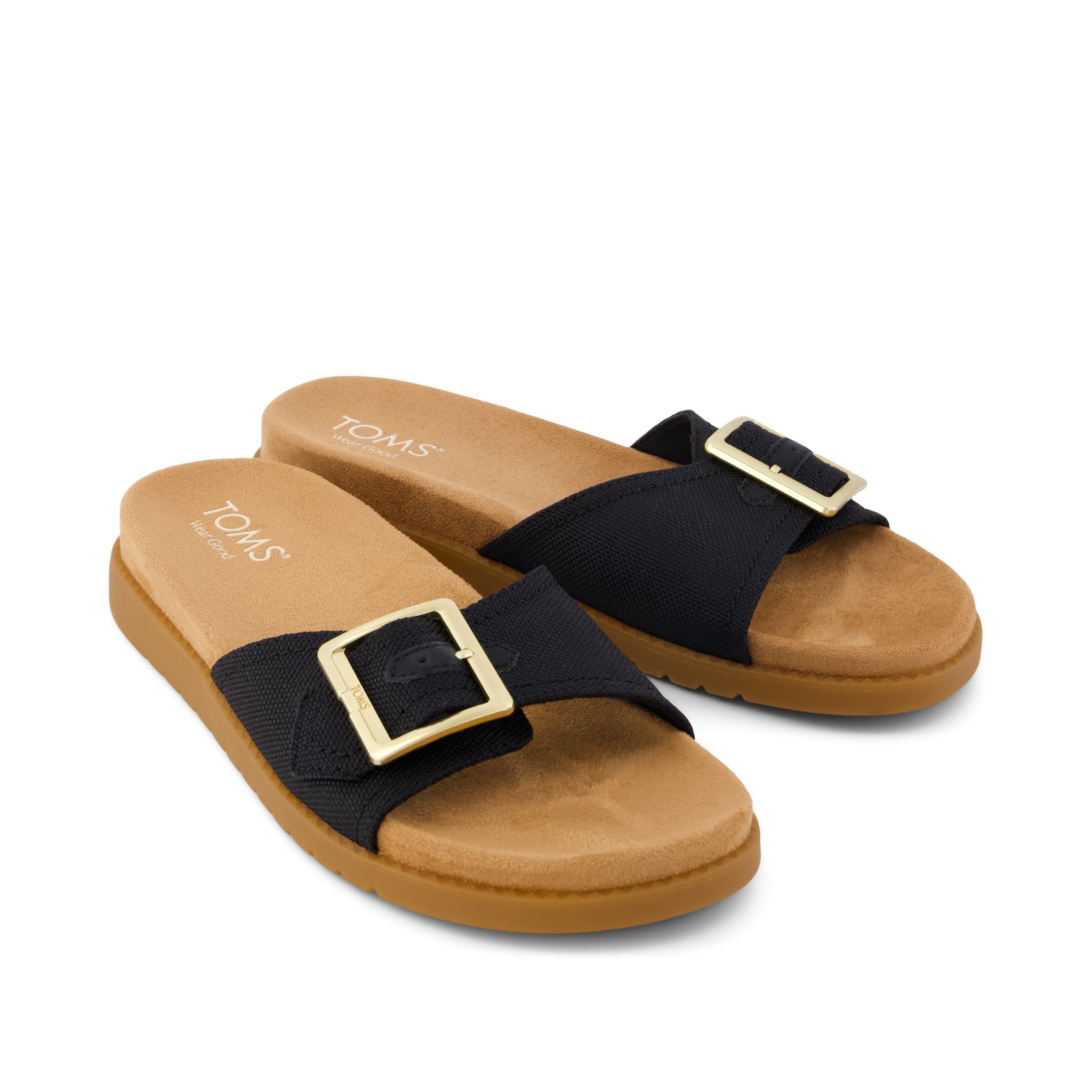 Womens Marin Slide Sandal Black Canvas - Image 3