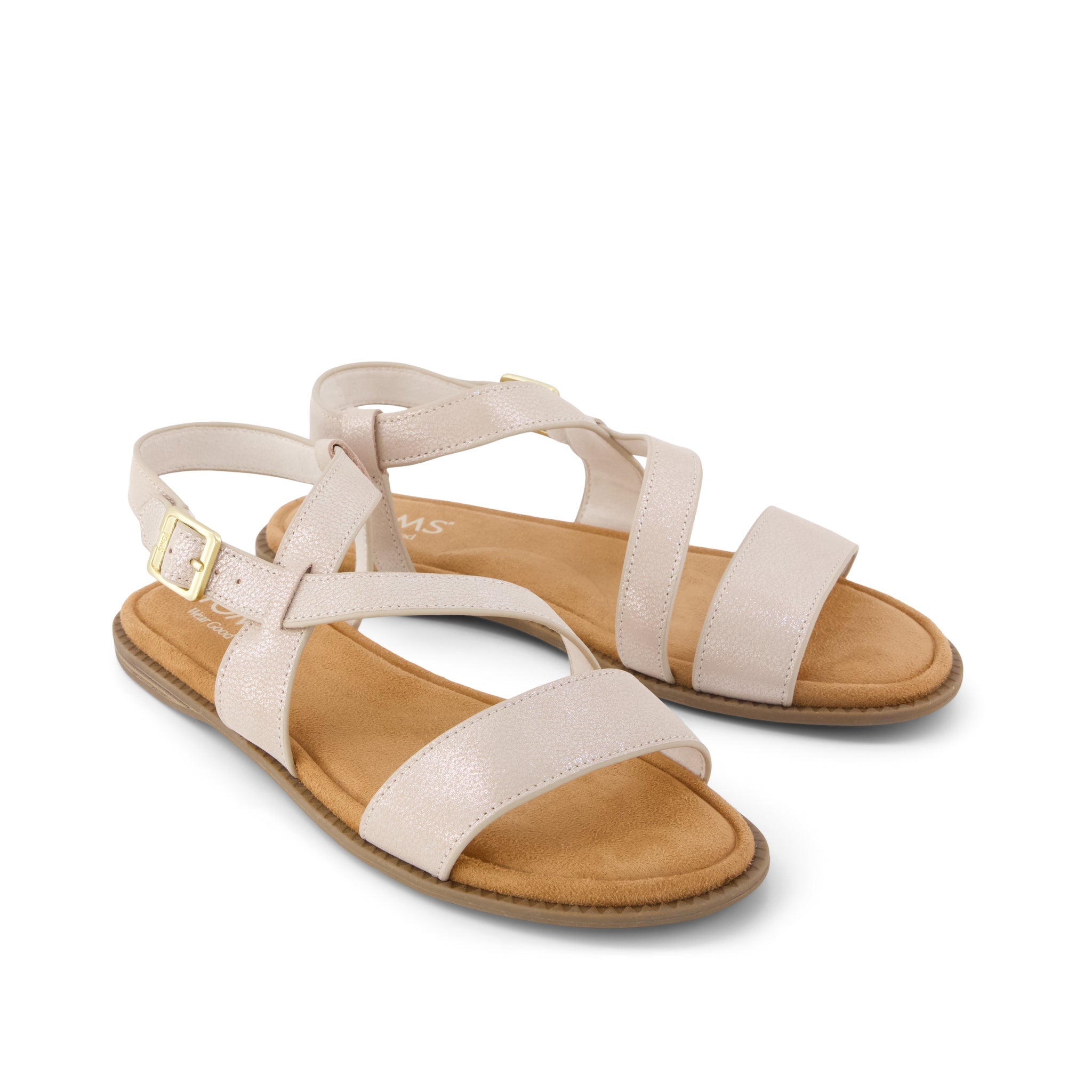 Womens Mar Strappy Sandal Champagne Shimmer Suede - Image 3