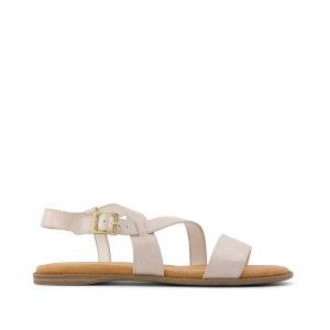 Womens Mar Strappy Sandal Champagne Shimmer Suede