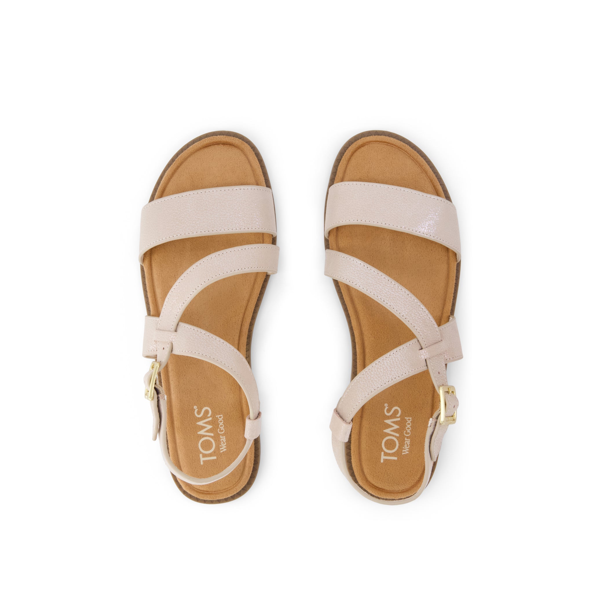 Womens Mar Strappy Sandal Champagne Shimmer Suede - Image 6