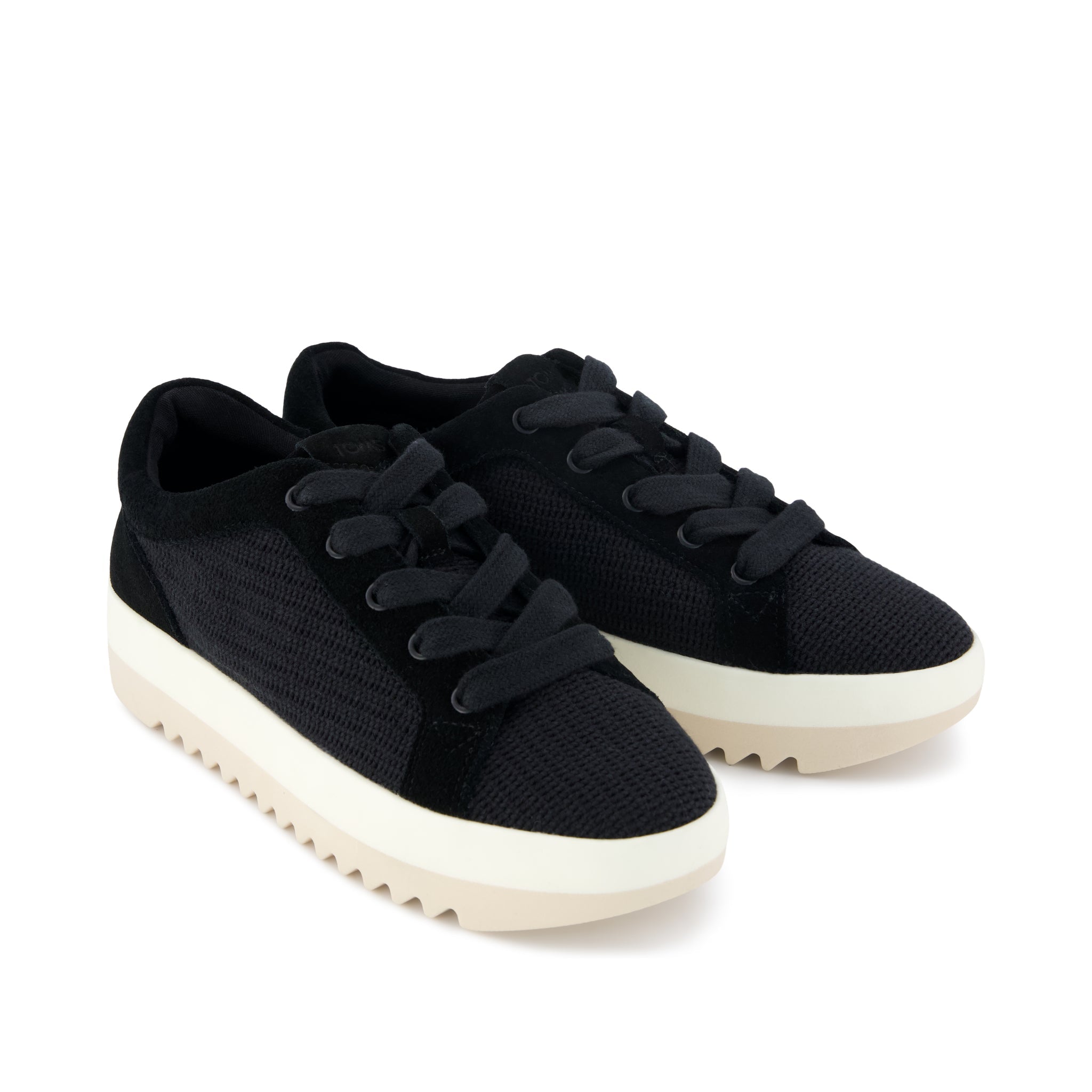 Womens Rea Lace-Up Platform Sneaker Black Mesh and Suede - Image 2
