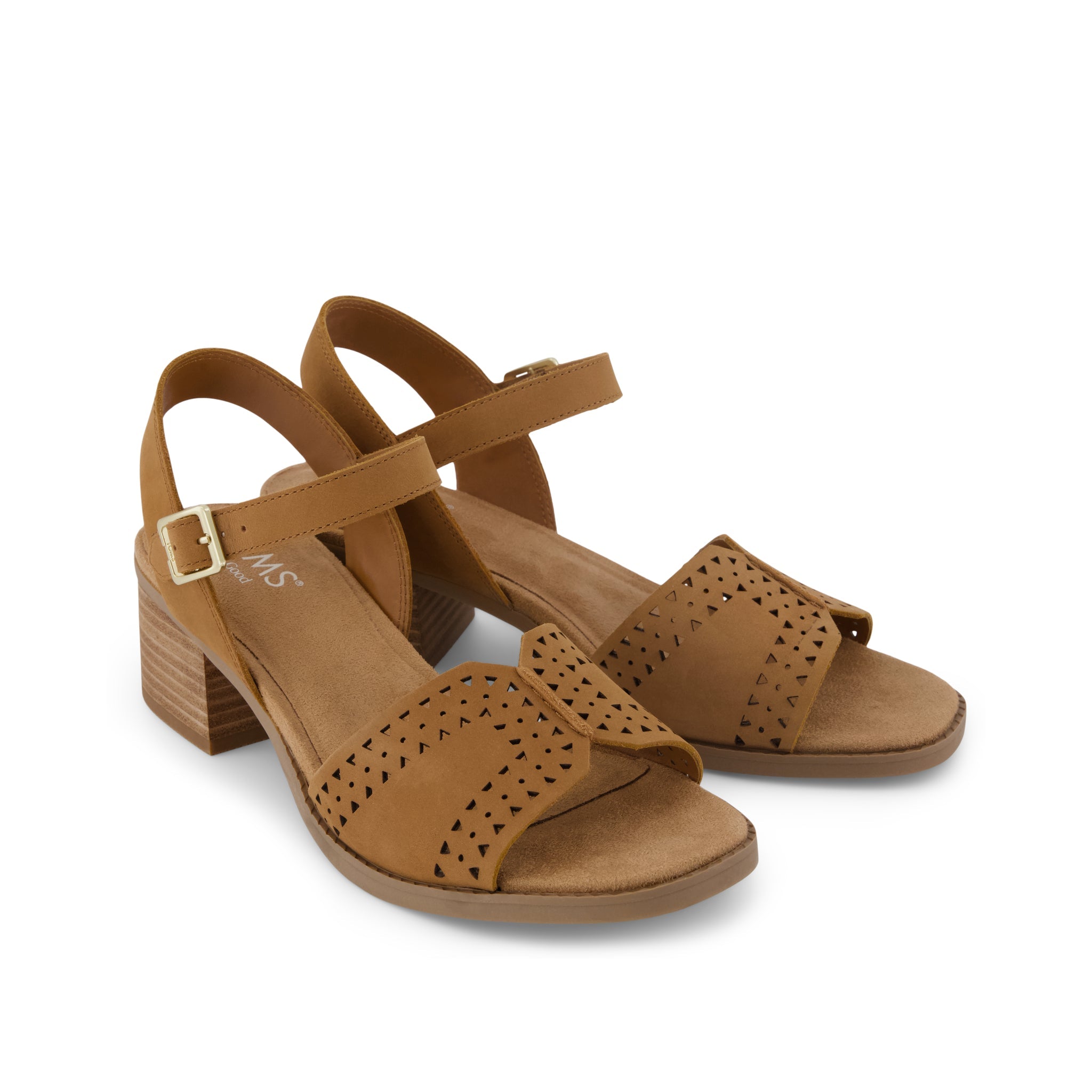 Womens Eloise Sandal Brown Perforated Leather - Image 2