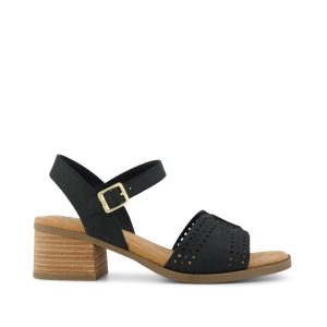 Womens Eloise Sandal Black Perforated Leather