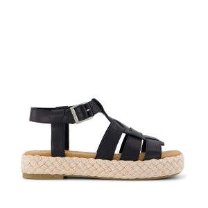 Womens Jac Fisherman Sandal Black Leather
