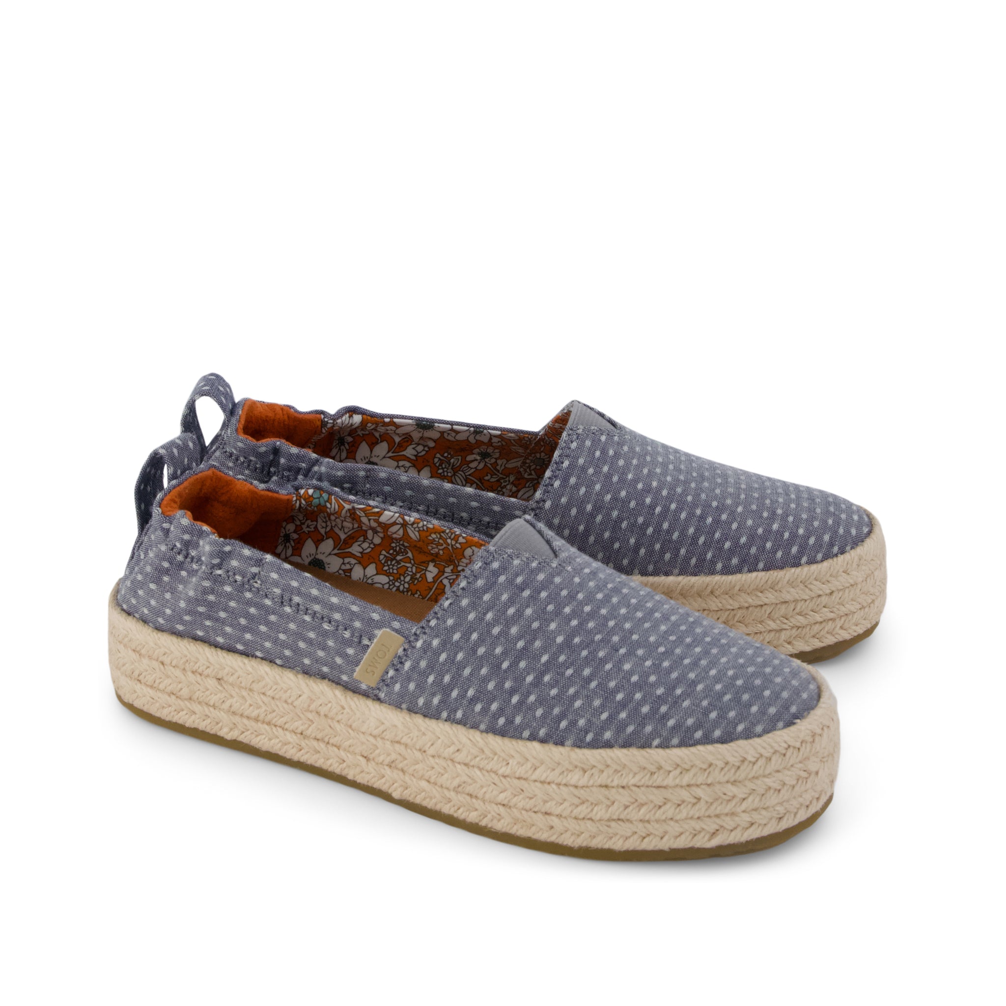 Valencia Platform Kids Espadrille Niagara Mist Chambray Dot - Image 3