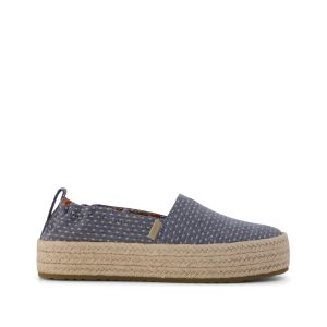 Valencia Platform Kids Espadrille Niagara Mist Chambray Dot