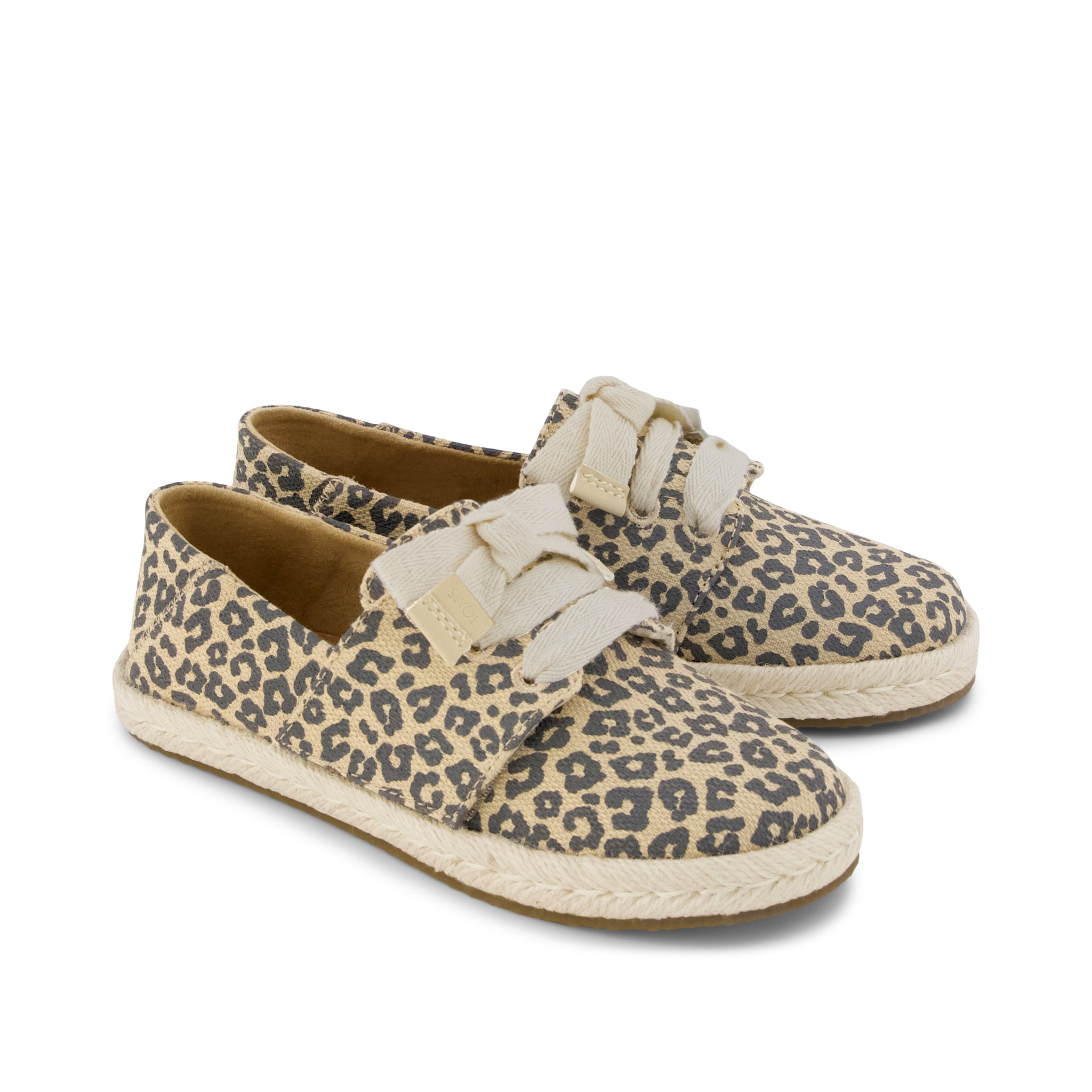 Carolina Lace-Up Kids Espadrille Natural Leopard Print - Image 3